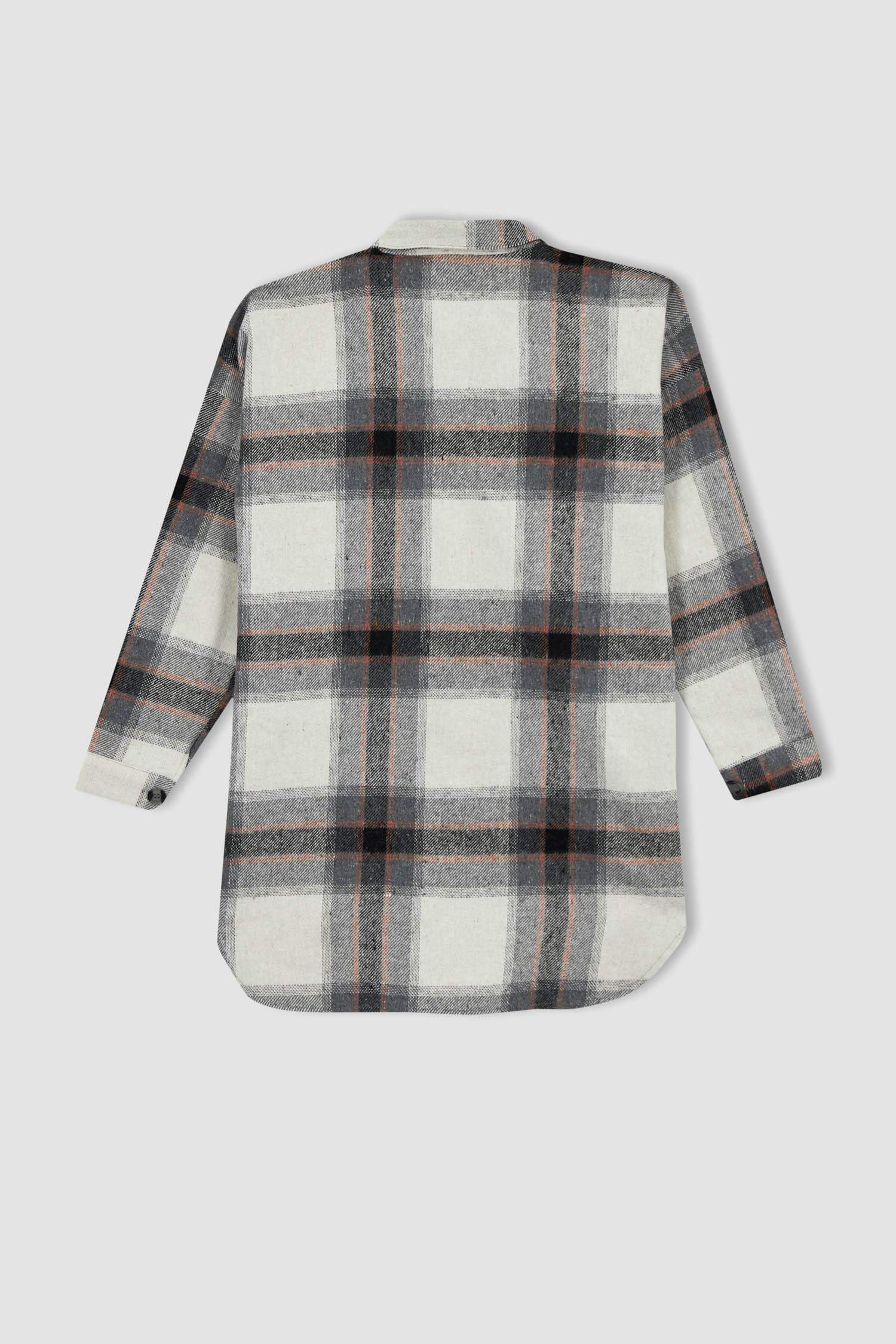 Туніка з довгим рукавом стандартного крою з довгим рукавом з фланелі для жінок