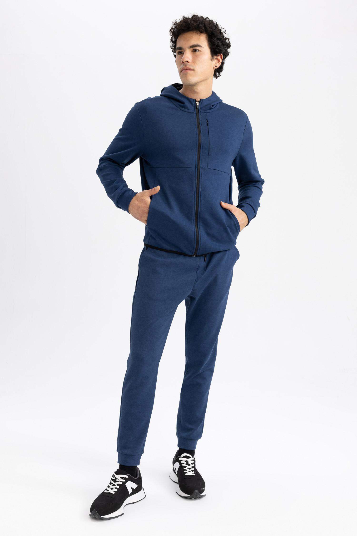 DeFactoFit Slim Fit Sporcu İnce Jogger Eşofman Altı Dar Kesim Skuba Dalgıç Kumaş Standart Paça Beli Bağcıklı Lastikli Paça