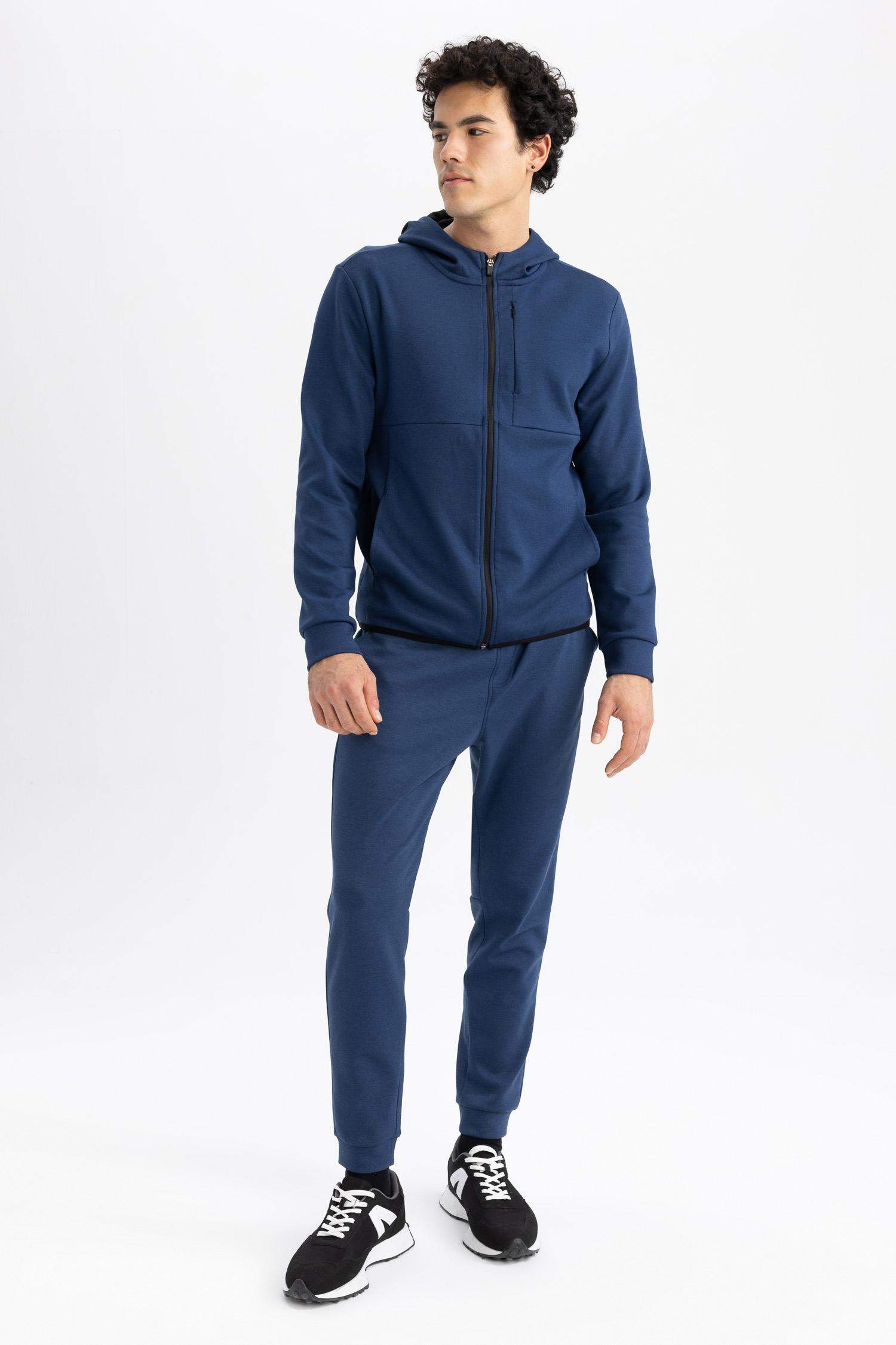 DeFactoFit Slim Fit Sporcu İnce Jogger Eşofman Altı Dar Kesim Skuba Dalgıç Kumaş Standart Paça Beli Bağcıklı Lastikli Paça