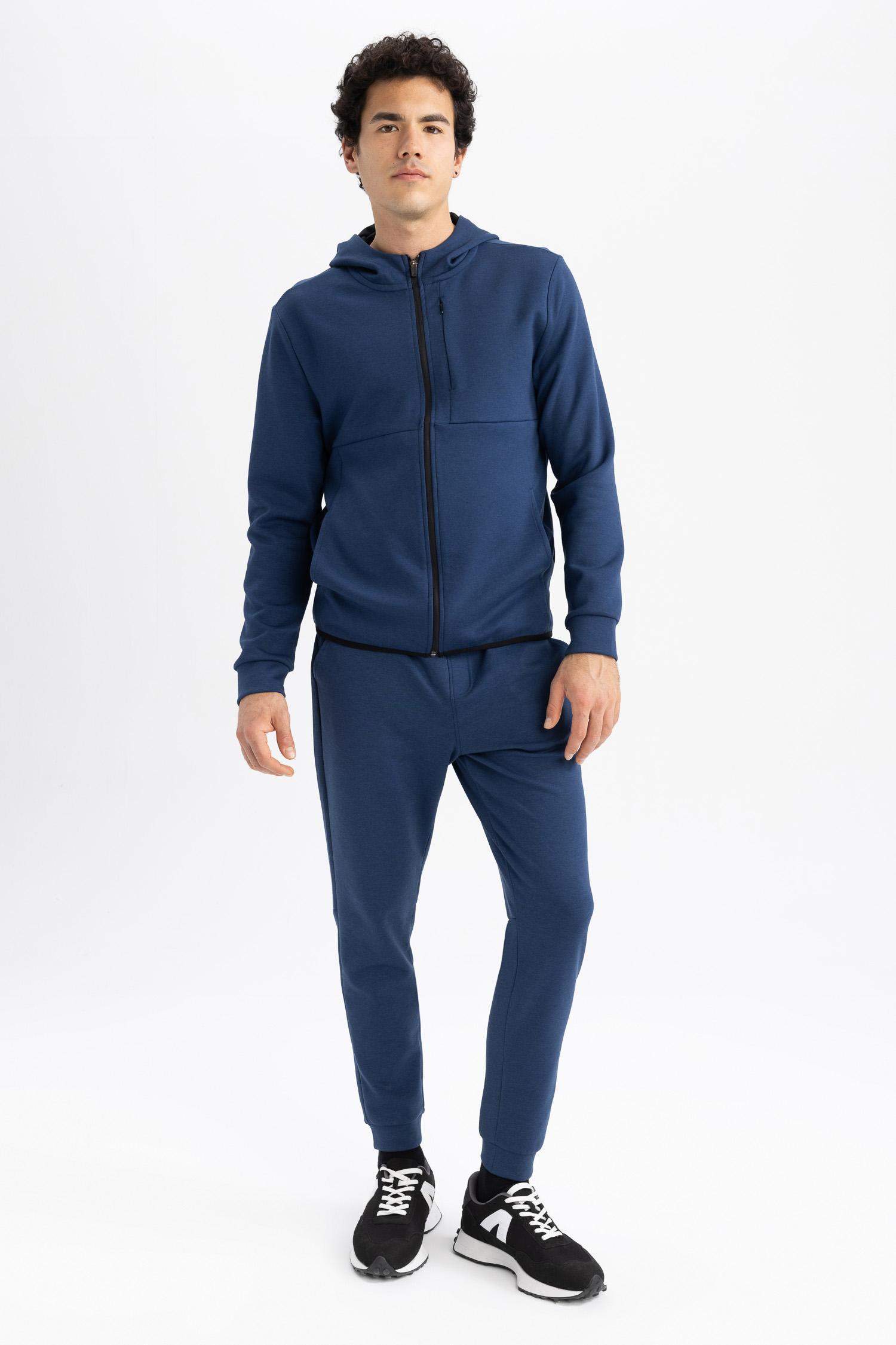 DeFactoFit Slim Fit Sporcu İnce Jogger Eşofman Altı Dar Kesim Skuba Dalgıç Kumaş Standart Paça Beli Bağcıklı Lastikli Paça