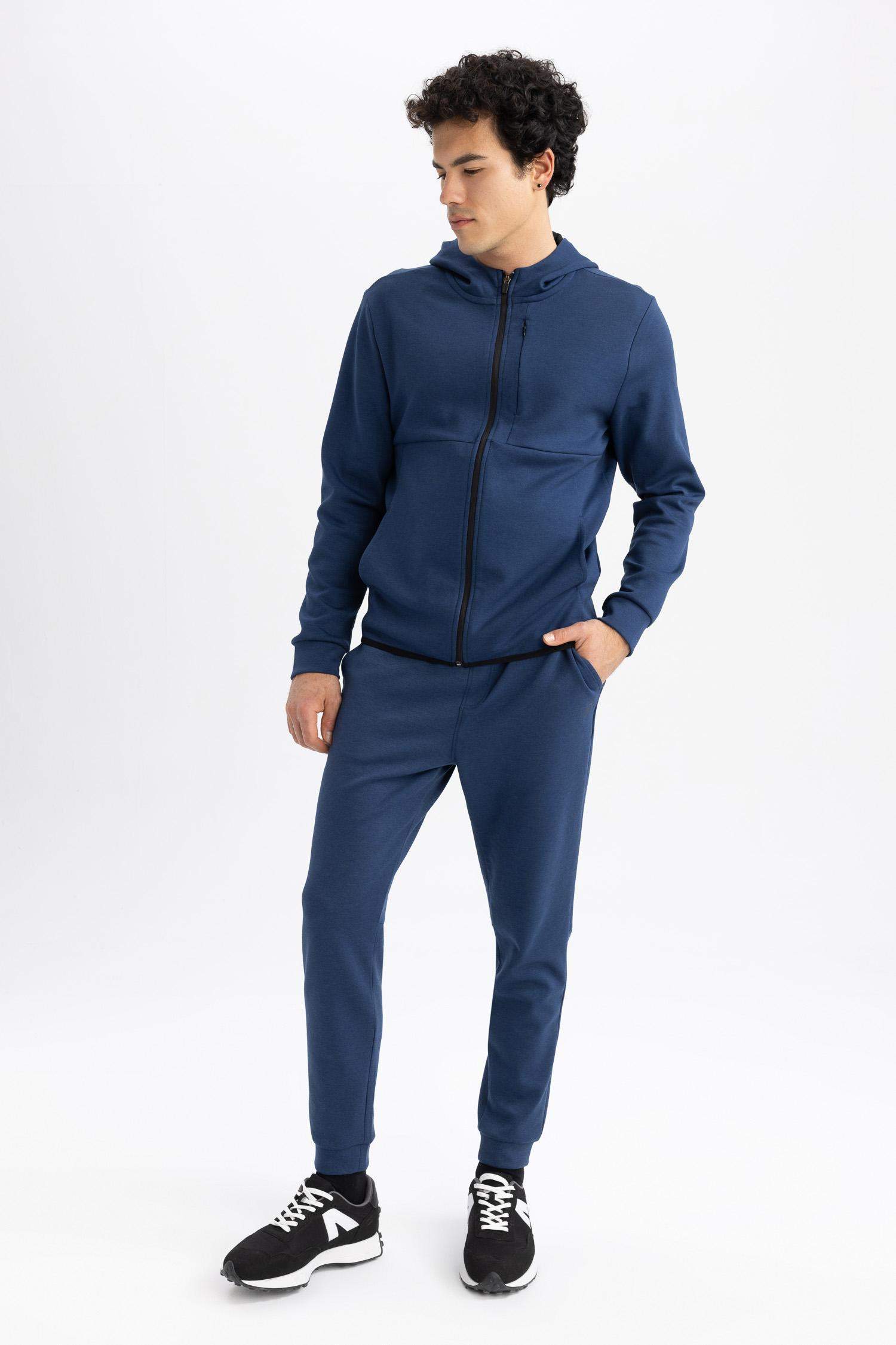 DeFactoFit Slim Fit Sporcu İnce Jogger Eşofman Altı Dar Kesim Skuba Dalgıç Kumaş Standart Paça Beli Bağcıklı Lastikli Paça