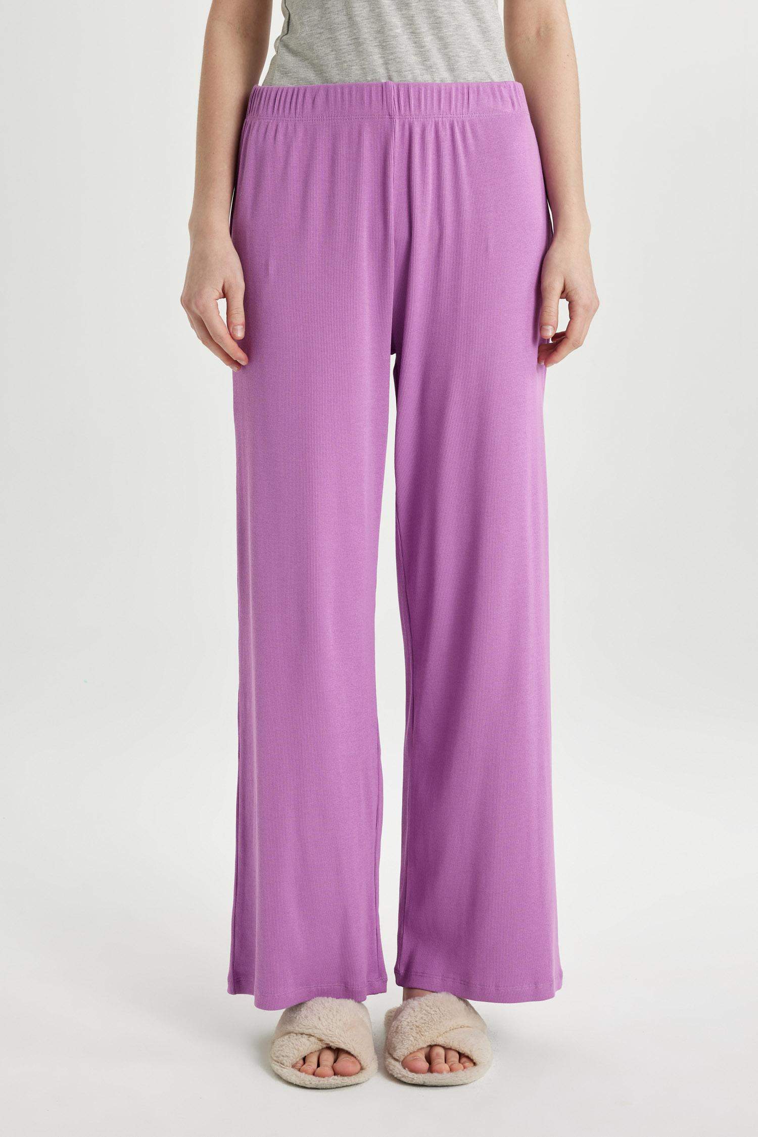 Regular Fit Ribbed Casual Pajama Bottoms