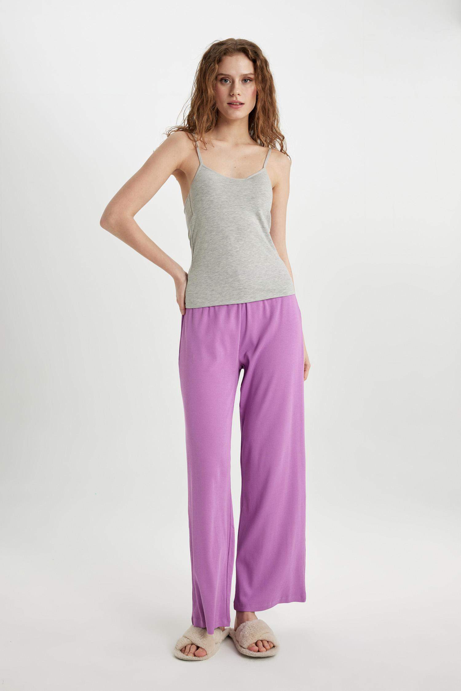 Regular Fit Ribbed Casual Pajama Bottoms