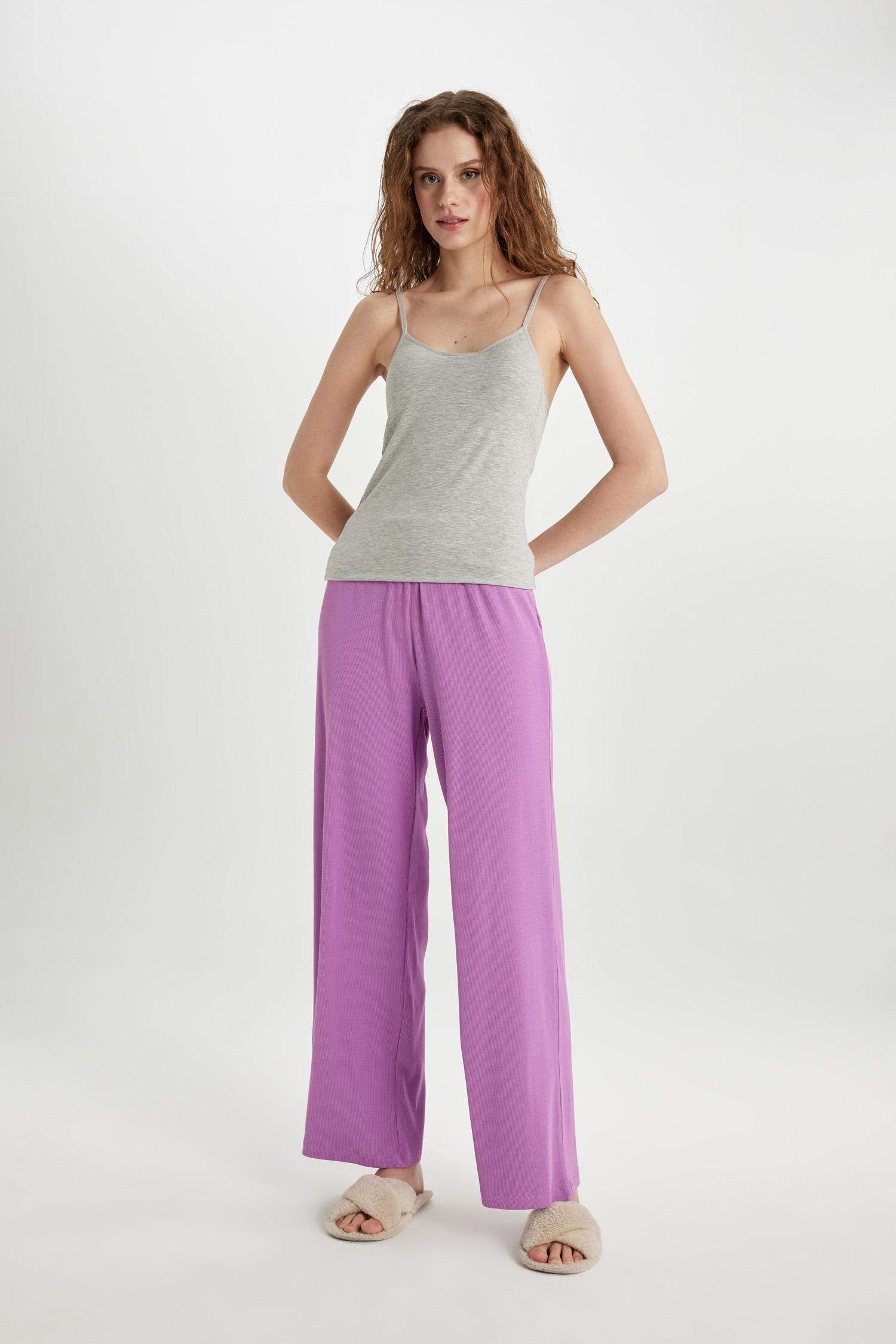 Regular Fit Ribbed Casual Pajama Bottoms