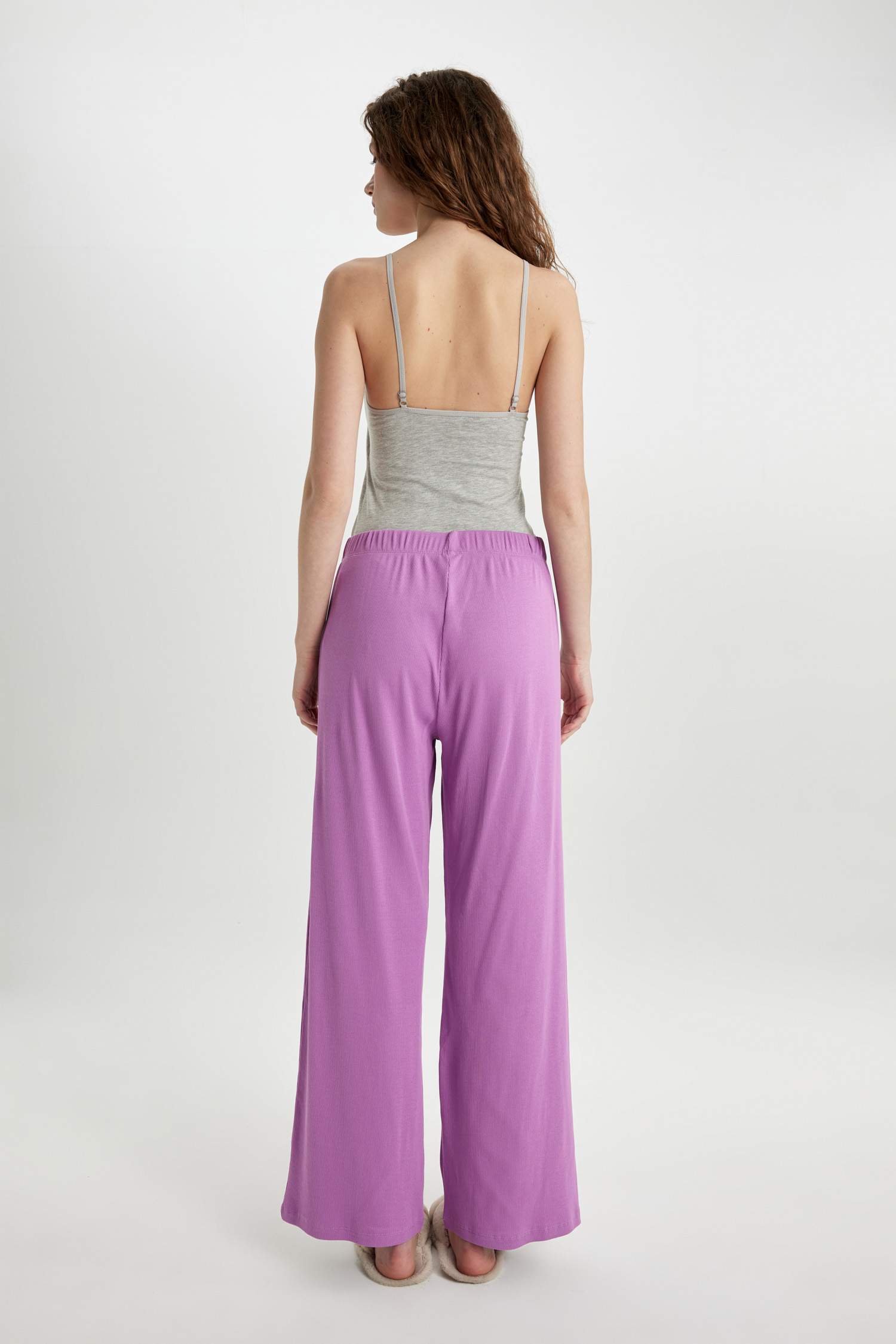 Regular Fit Ribbed Casual Pajama Bottoms