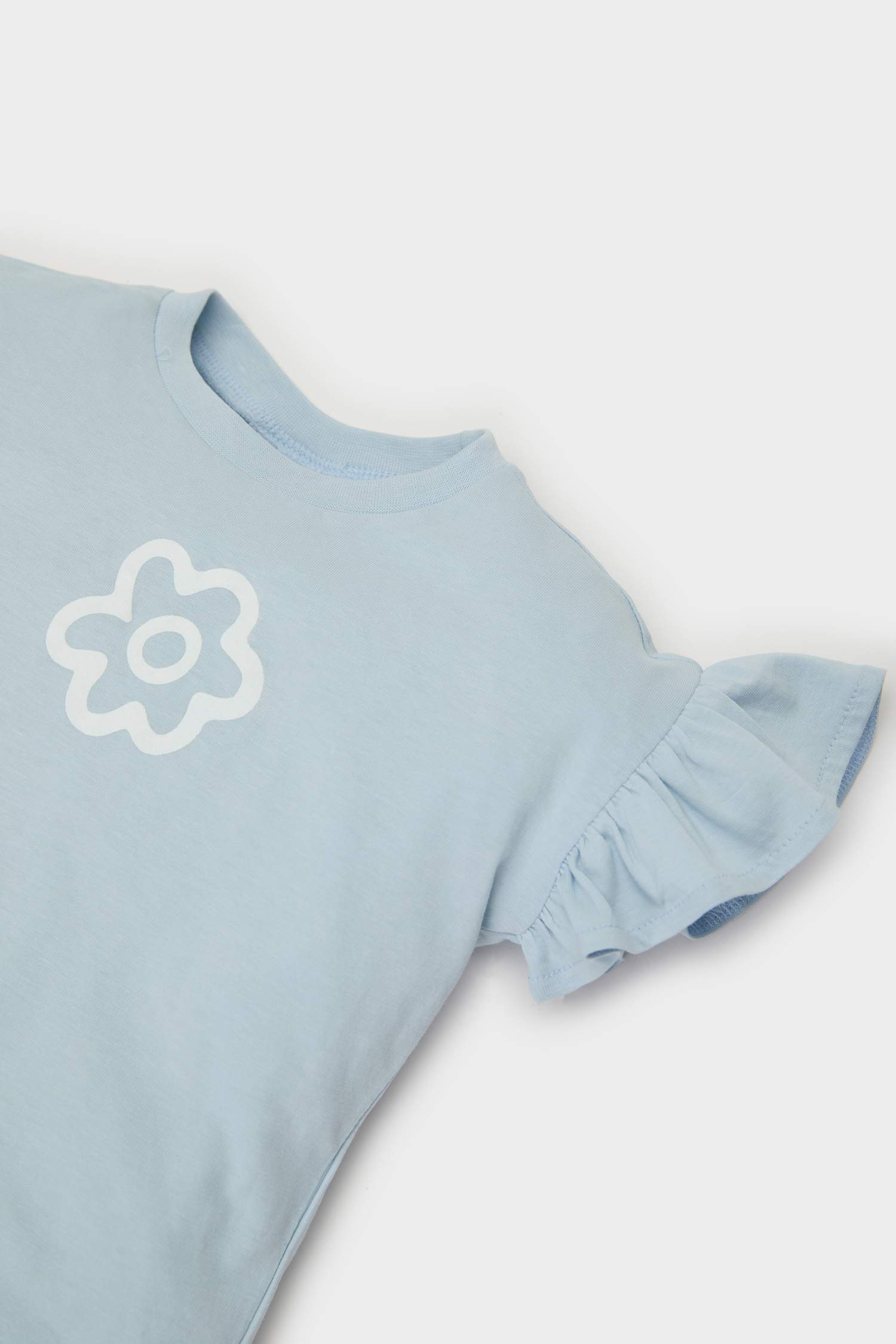 تيشيرت بناتي فلورال نص ردن قصة عادية وياخة مستديرة