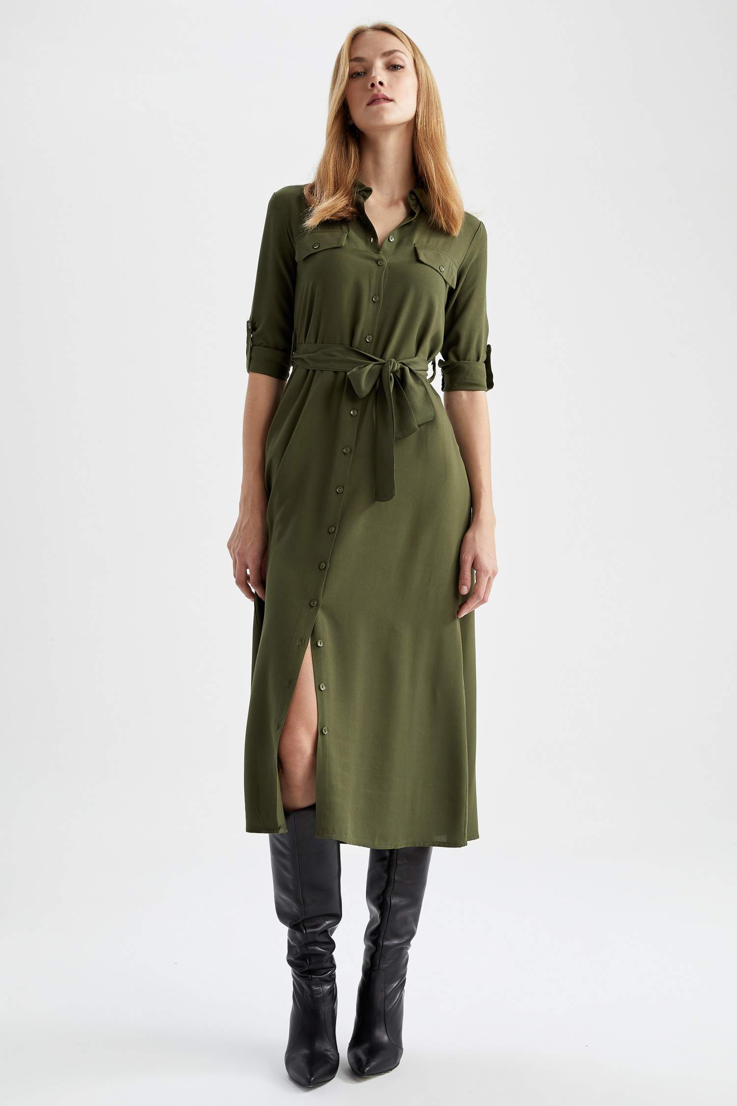 فستان كم طويل فيسكوز