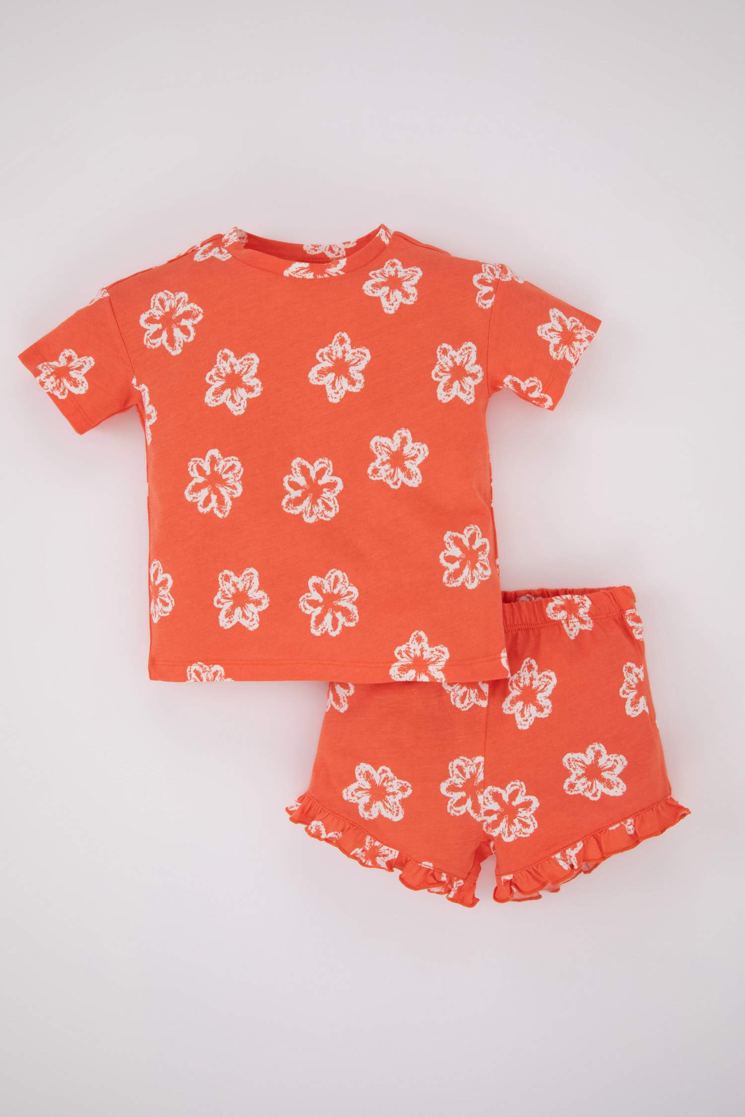 Orange BABY GIRL Baby Girl Floral Short Sleeve TShirt Shorts 2Pack