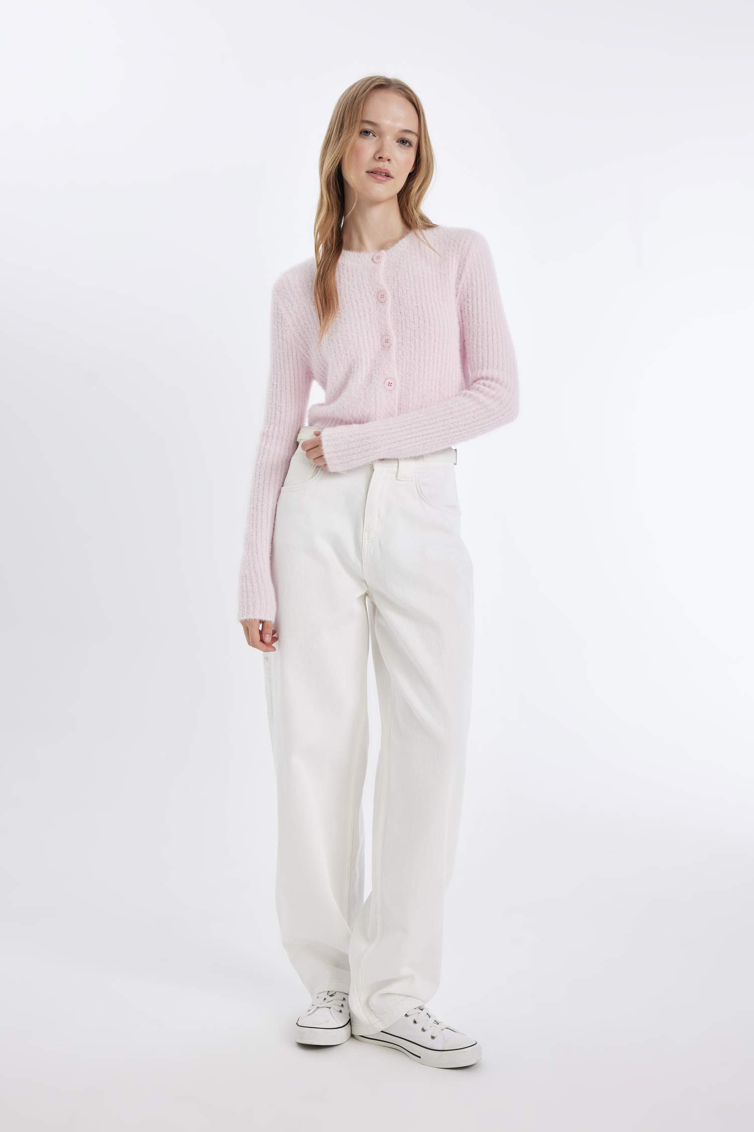 Slim Fit Dar Kesim Bisiklet Yaka Triko Hırka