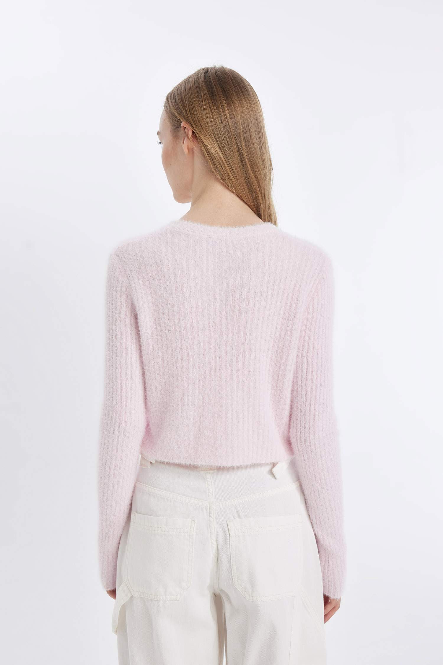 Slim Fit Dar Kesim Bisiklet Yaka Triko Hırka