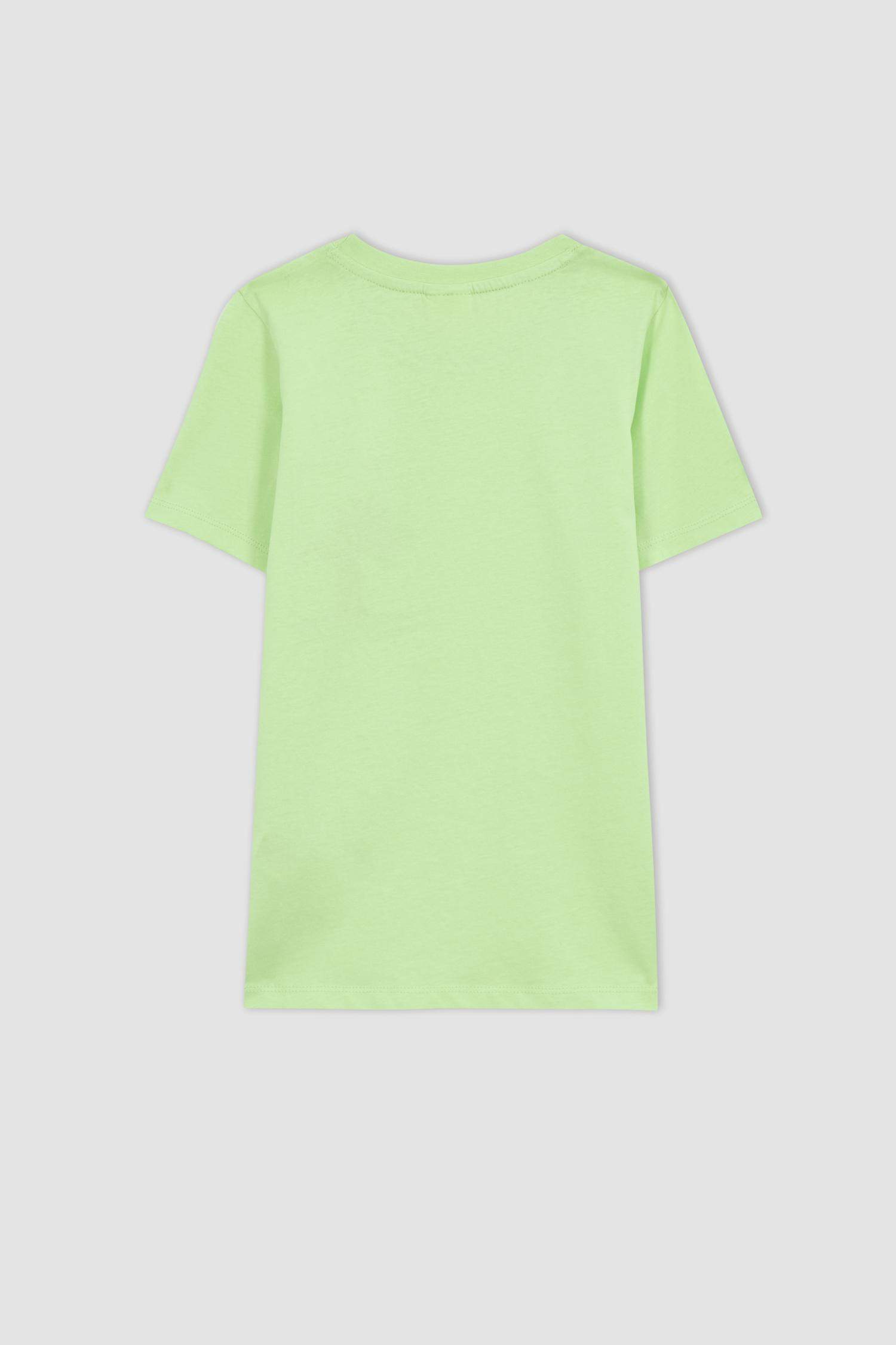 تيشيرت مطبوع قصة عادية برقبة مستديرة