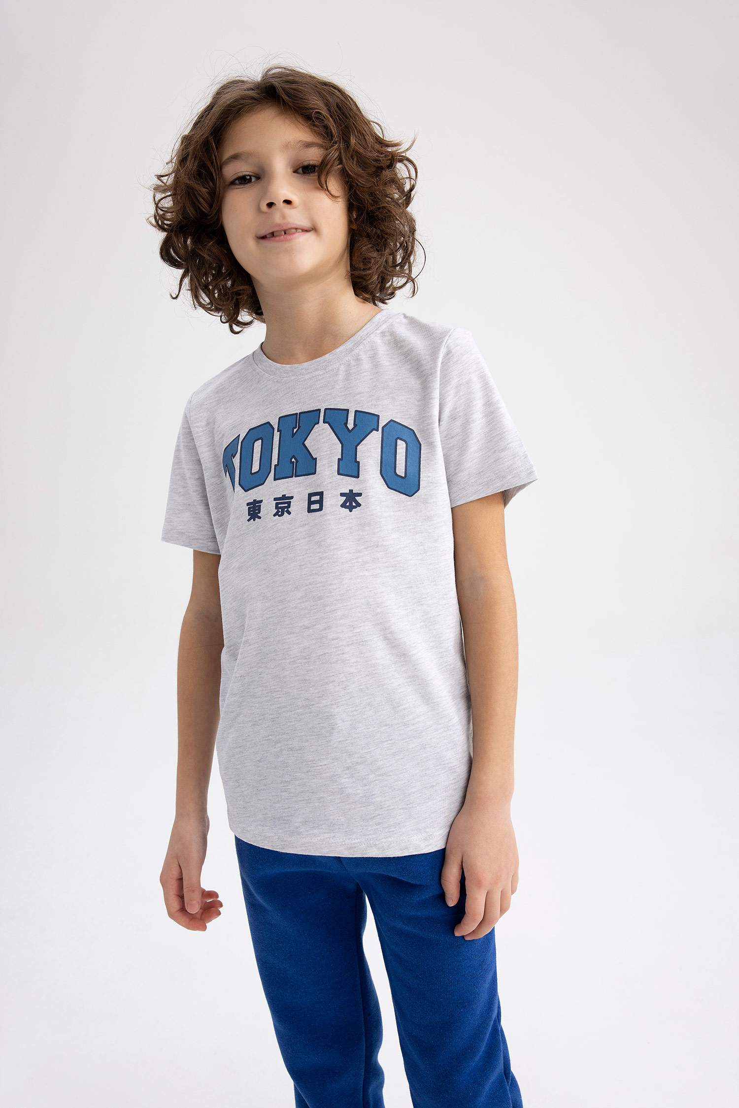 Erkek Çocuk Bisiklet Yaka Baskılı Kısa Kollu Tişört