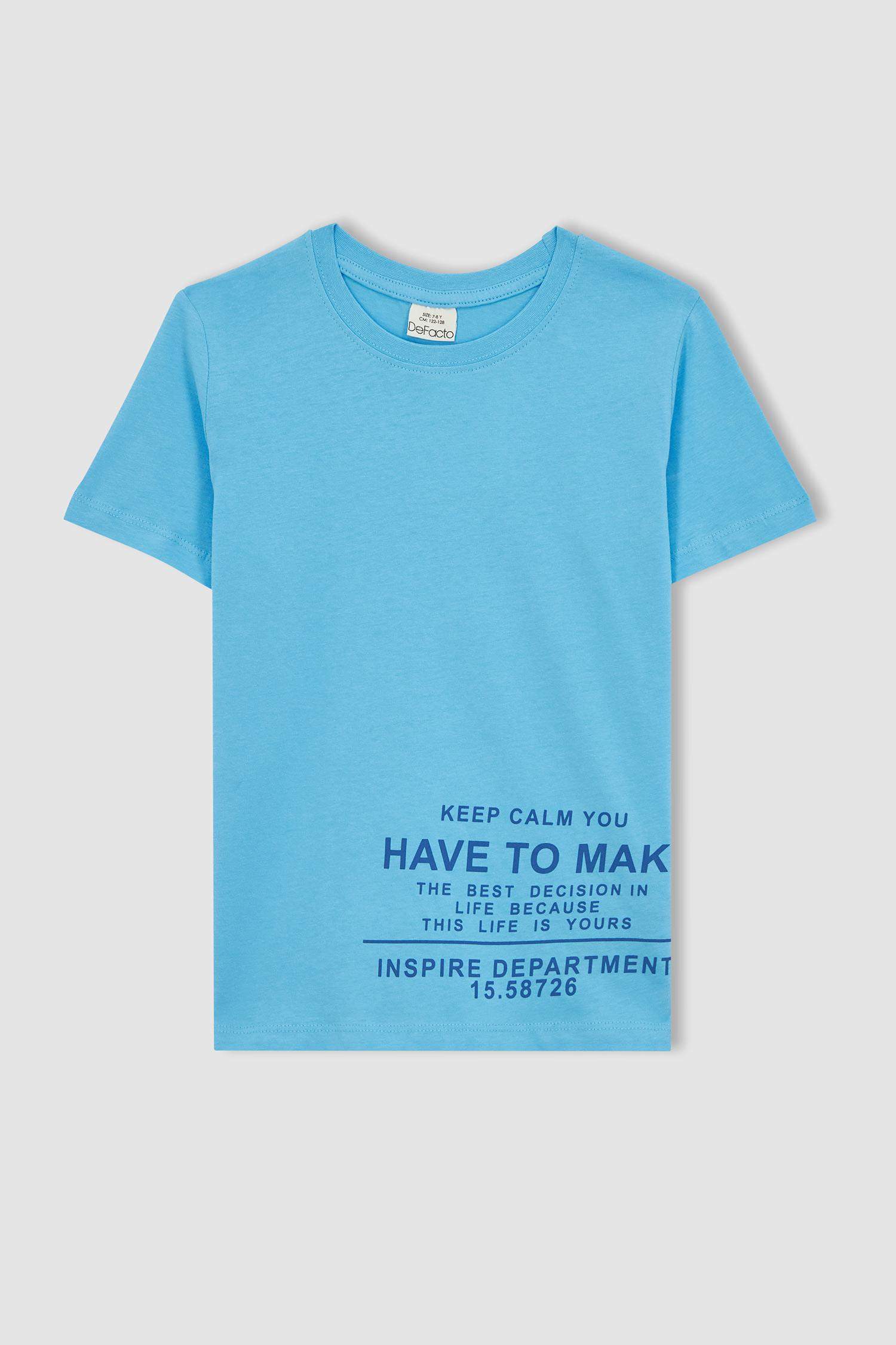 Ұлдарға дөңгелек жаға басып шығарылған қысқа жеңді Қысқа жеңді футболка