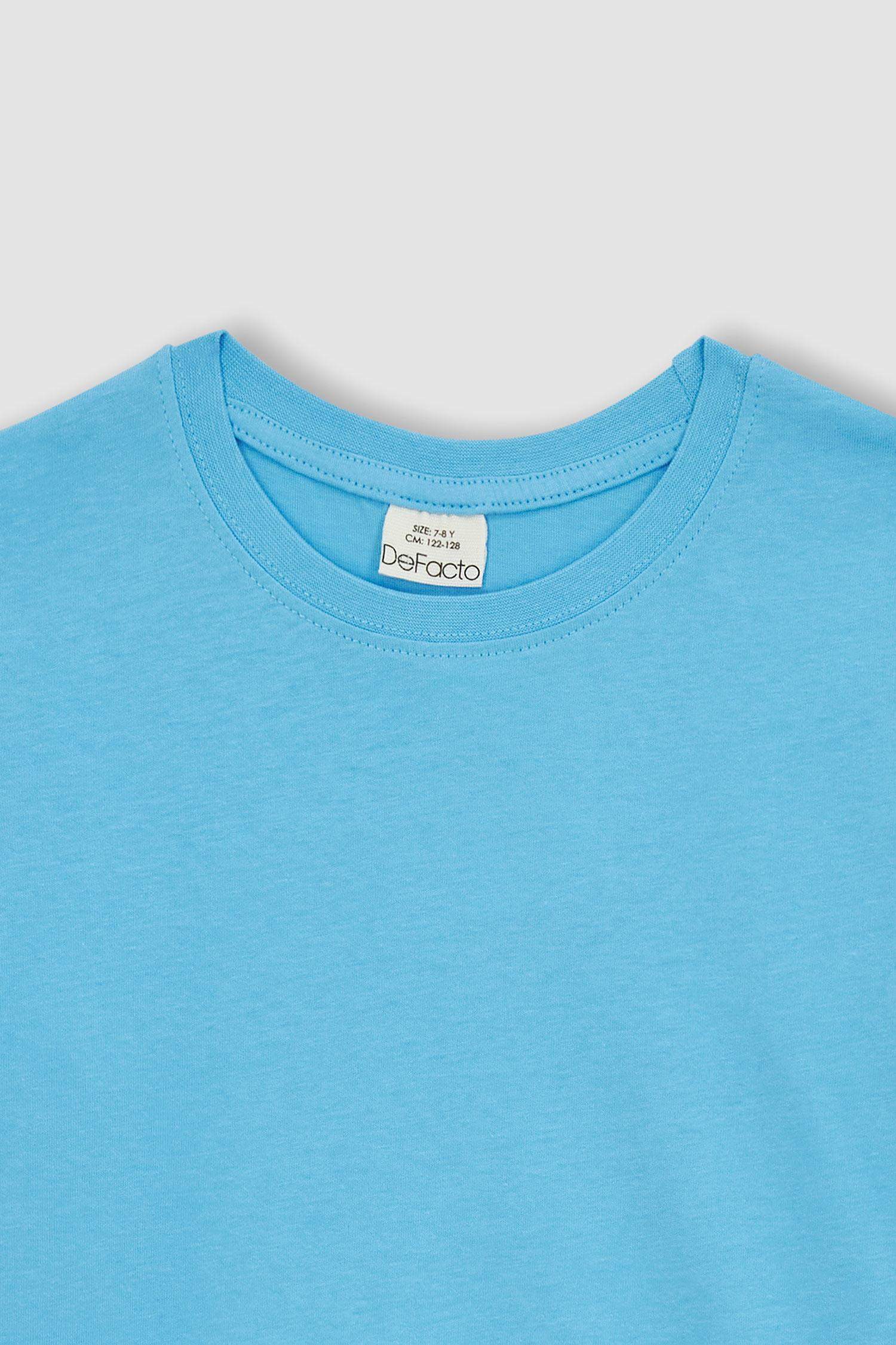 Ұлдарға дөңгелек жаға басып шығарылған қысқа жеңді Қысқа жеңді футболка