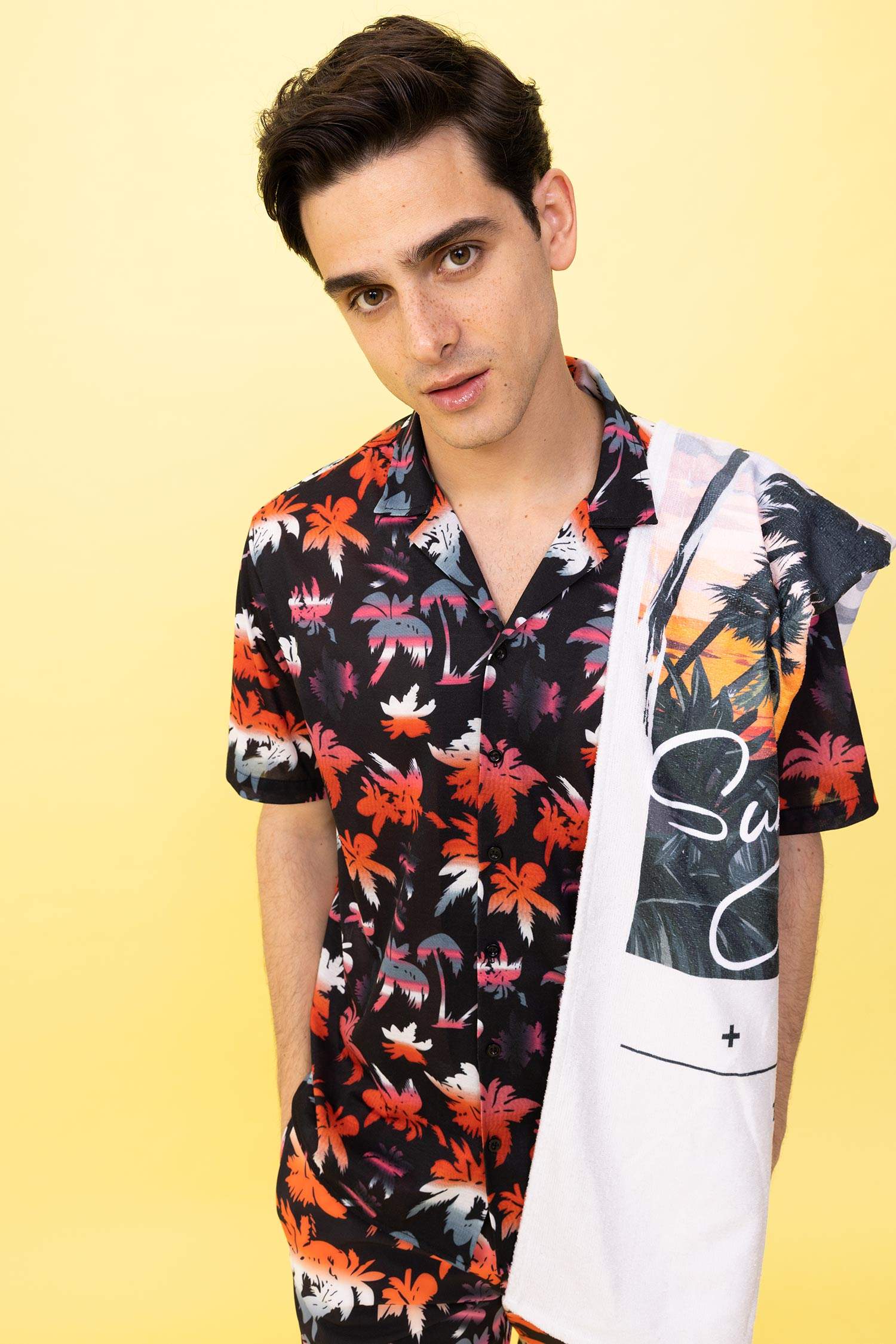 Defacto Fit Oversize Fit Polo Neck Patterned Sports T-Shirt