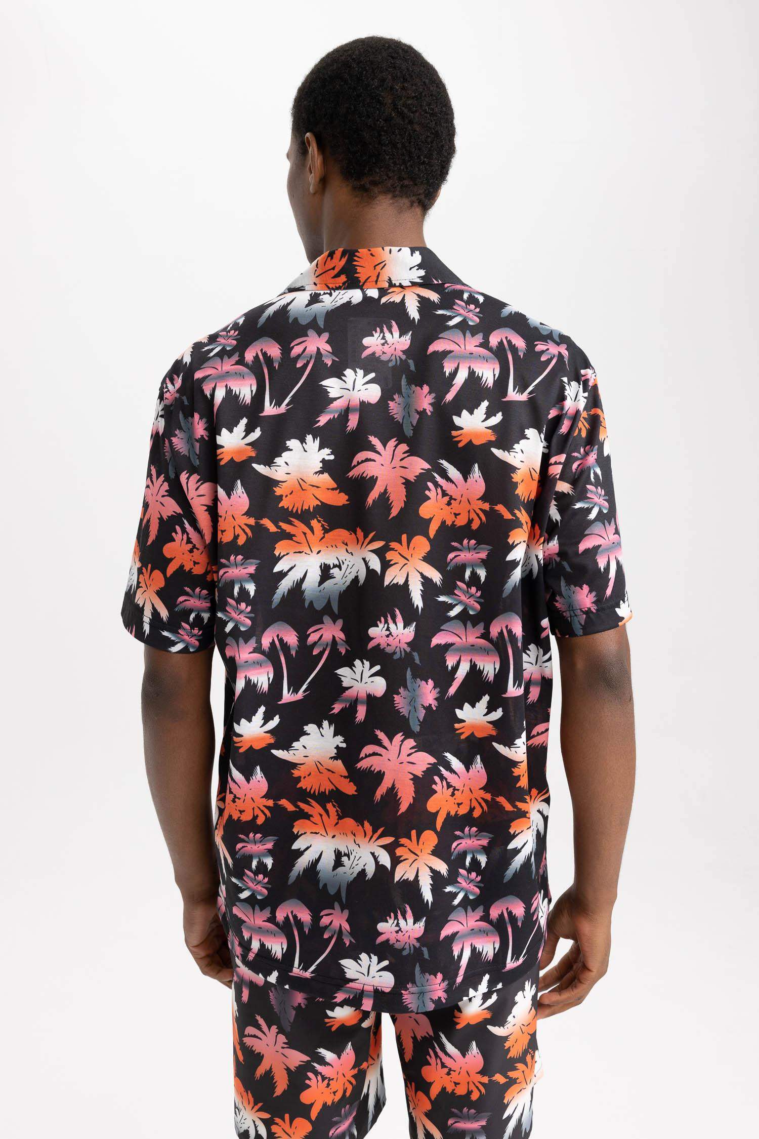 Defacto Fit Oversize Fit Polo Neck Patterned Sports T-Shirt