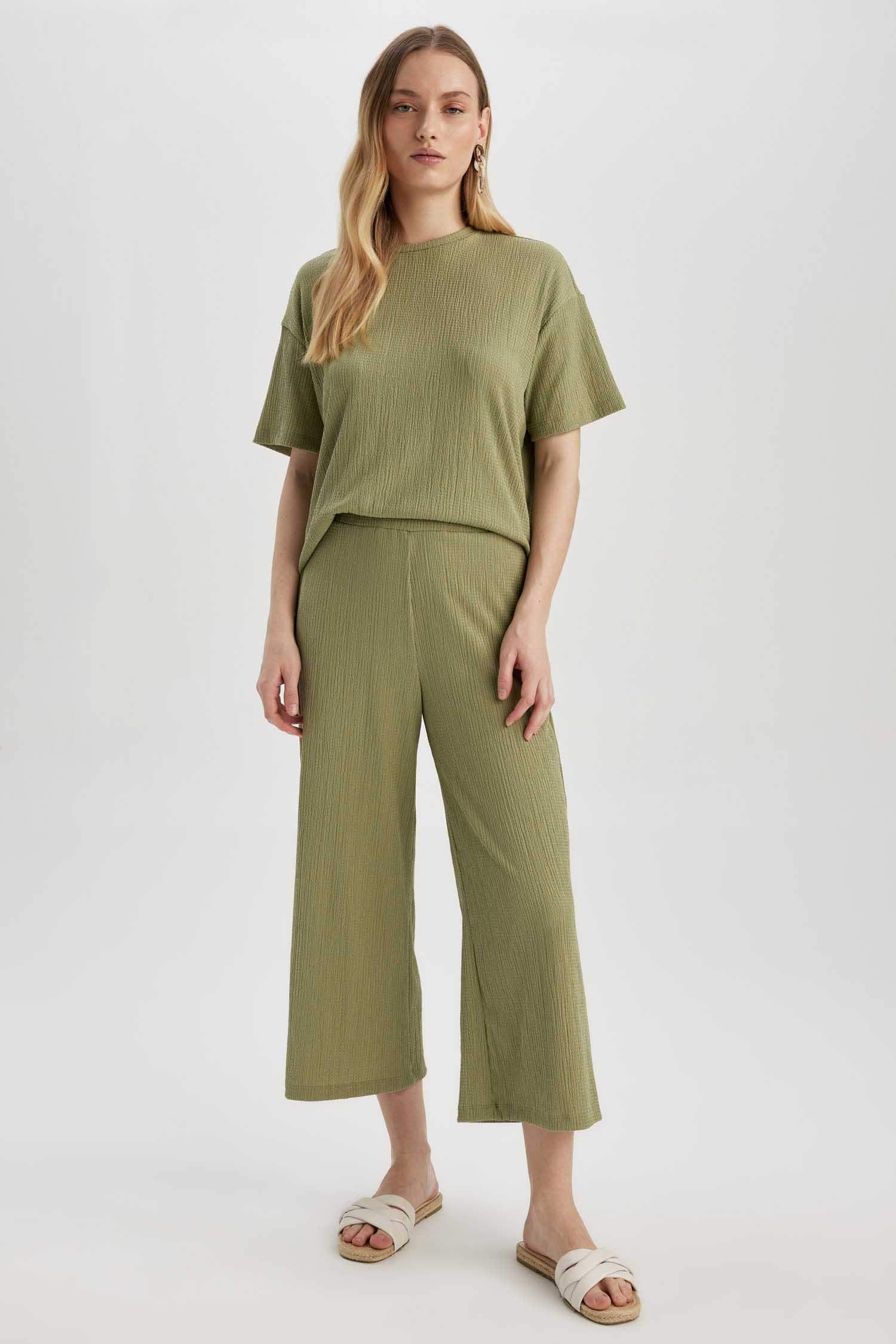 Regular Fit Crew Neck Crepe Short Sleeve T-Shirt