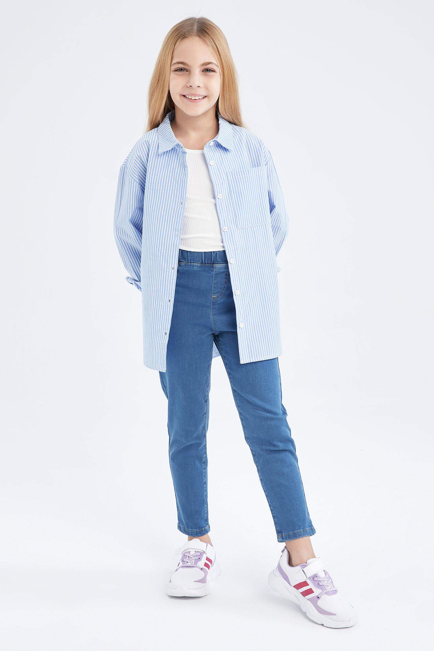 Kız Çocuk Oversize Poplin Uzun Kollu Gömlek