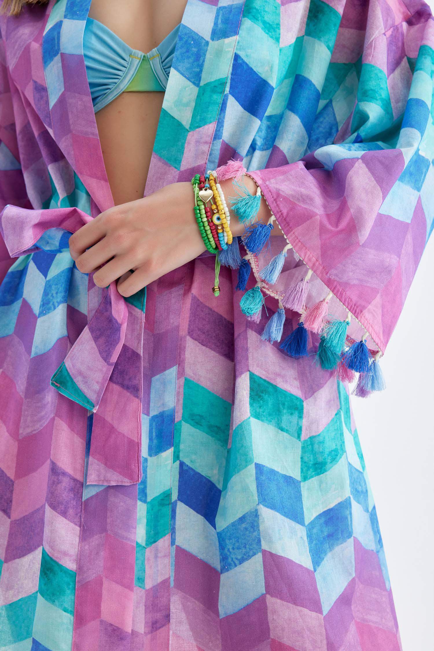 Regular Fit Desenli Pamuklu Kimono-Fall in Love