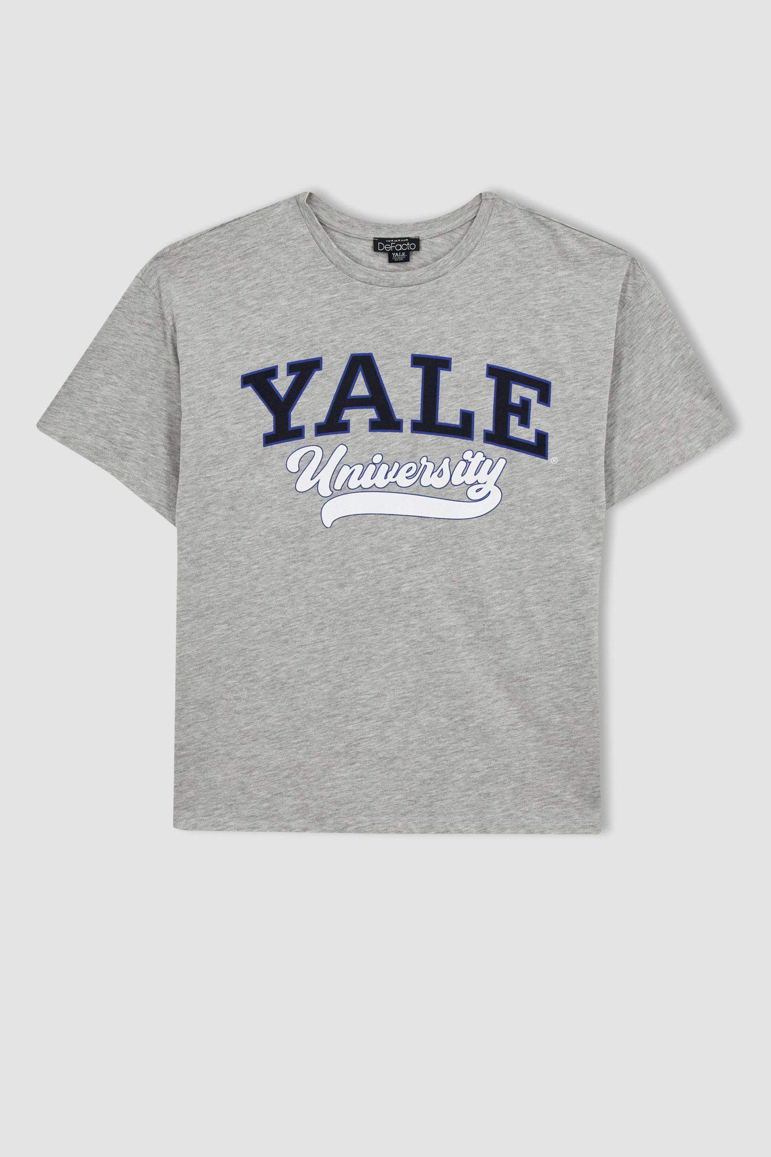 Yale University Oversize Fit Bisiklet Yaka Sırt Baskılı Kısa Kollu Tişört