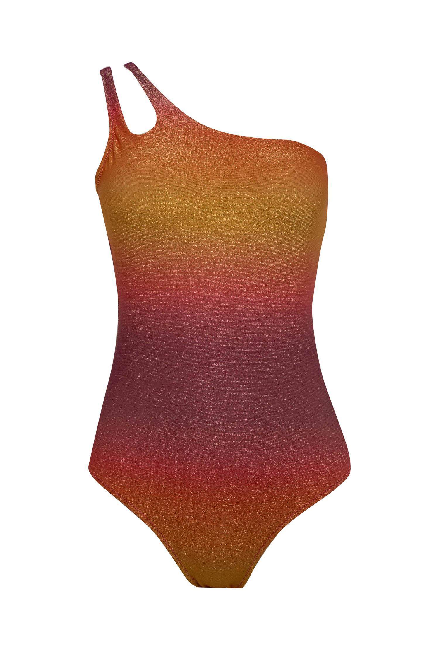 Afra x DeFacto жылтыр матадан жасалған бір иықты купальник