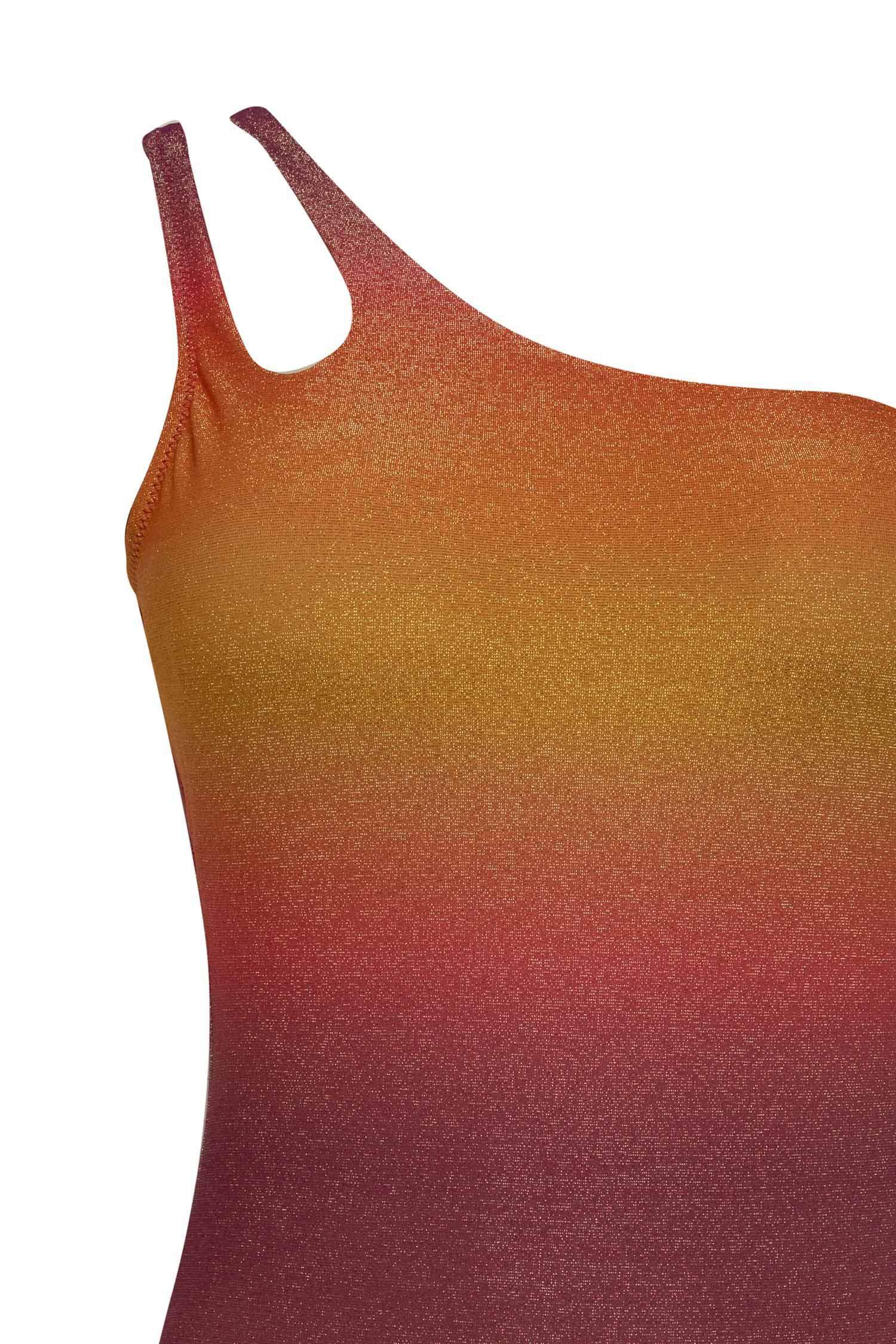 Afra x DeFacto жылтыр матадан жасалған бір иықты купальник