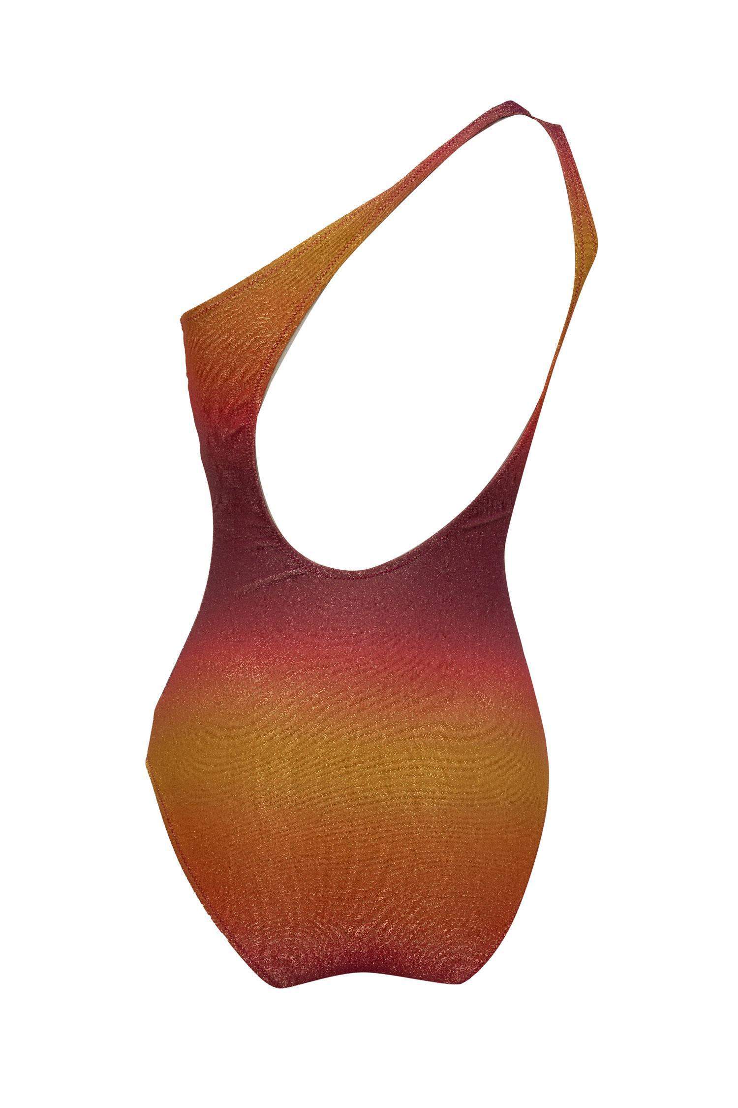 Afra x DeFacto жылтыр матадан жасалған бір иықты купальник