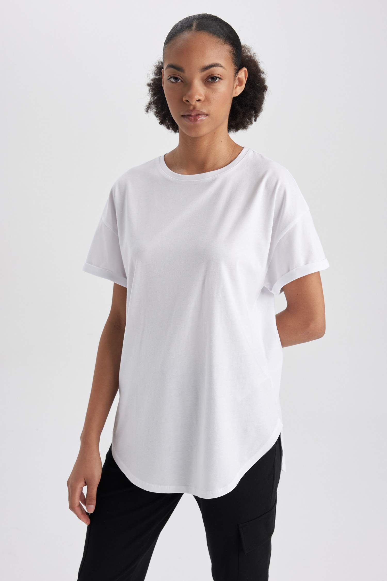 Defacto Fit Long Fit Crew Neck Sportsman Short Sleeve T-Shirt