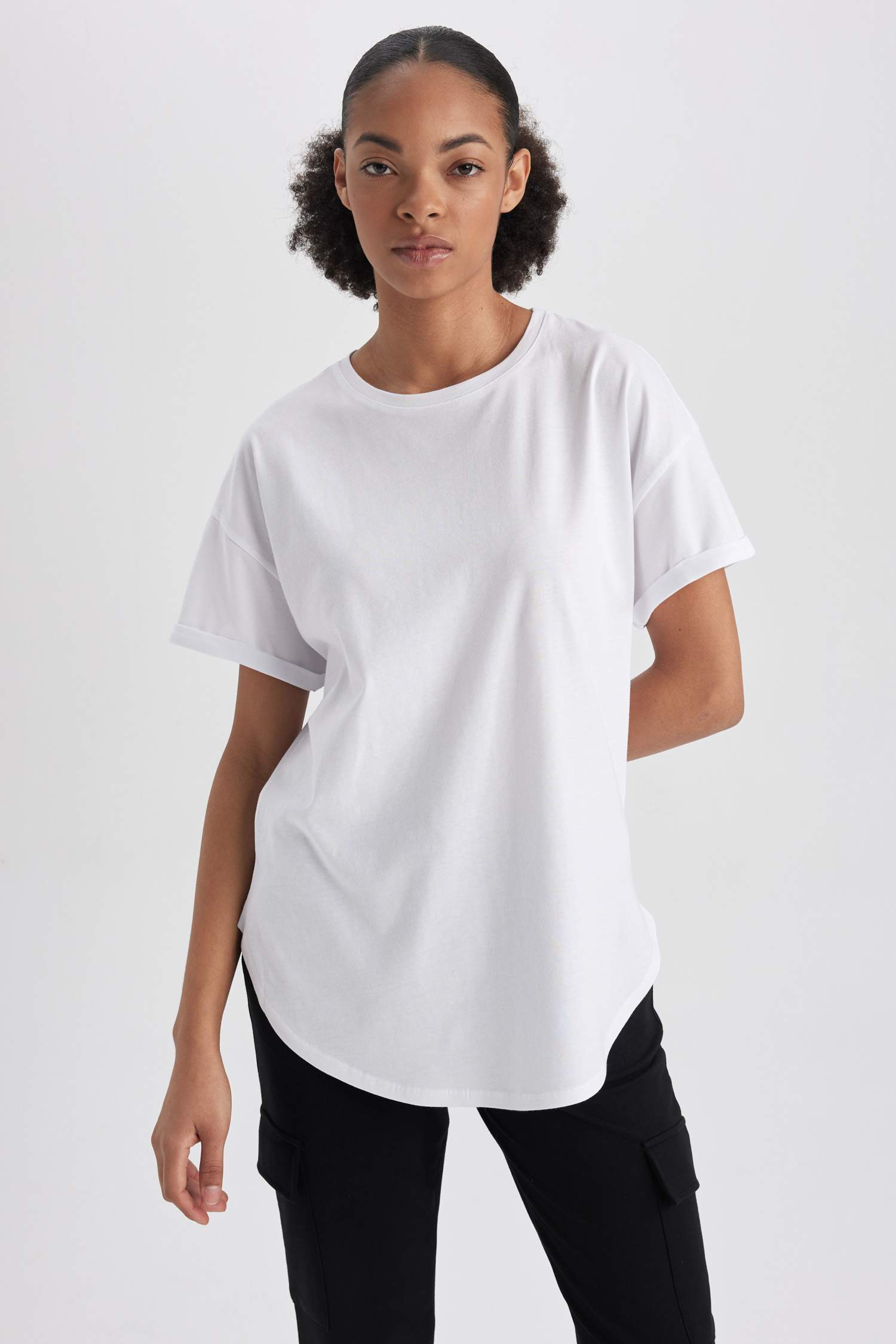 Defacto Fit Long Fit Crew Neck Sportsman Short Sleeve T-Shirt