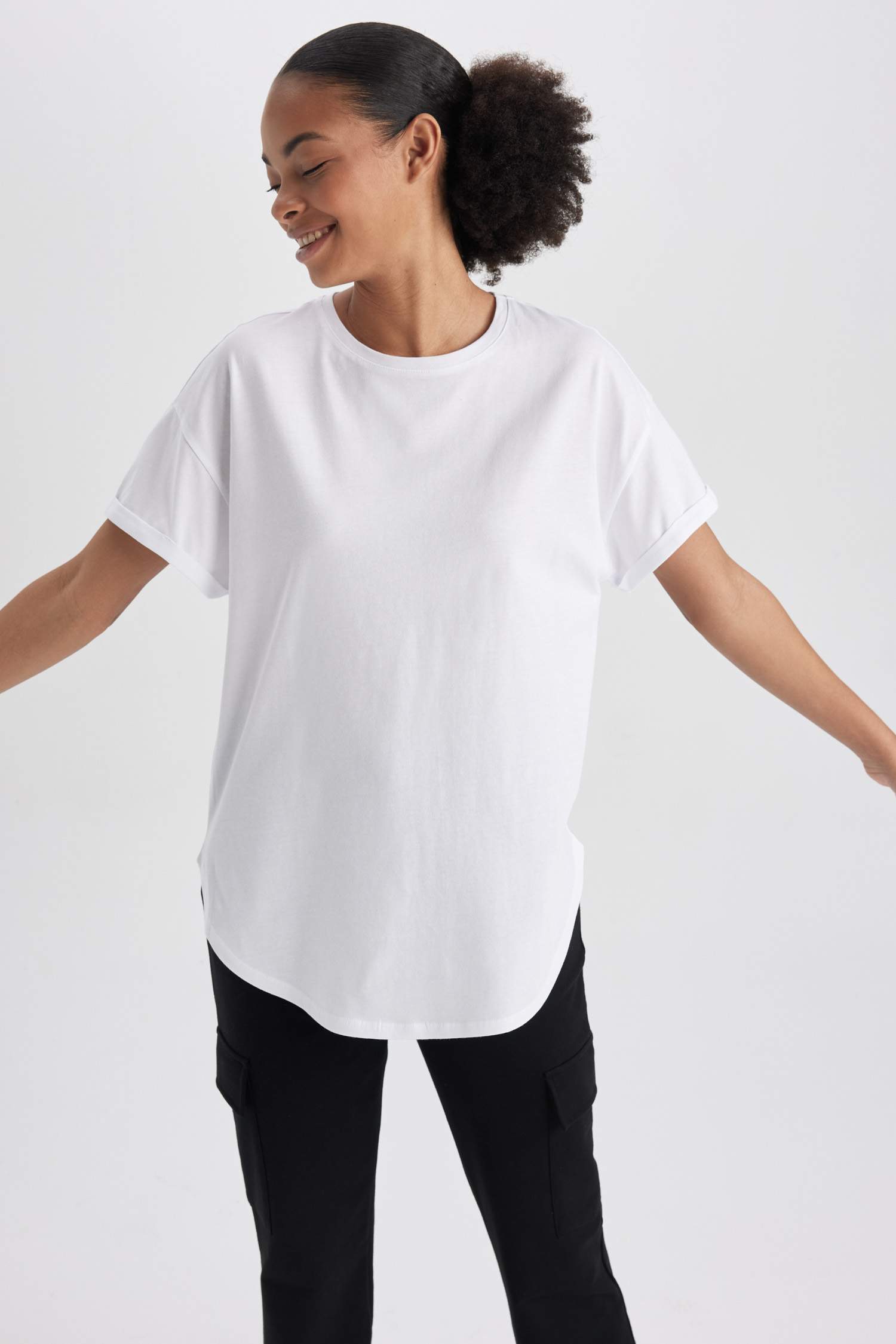 Defacto Fit Long Fit Crew Neck Sportsman Short Sleeve T-Shirt