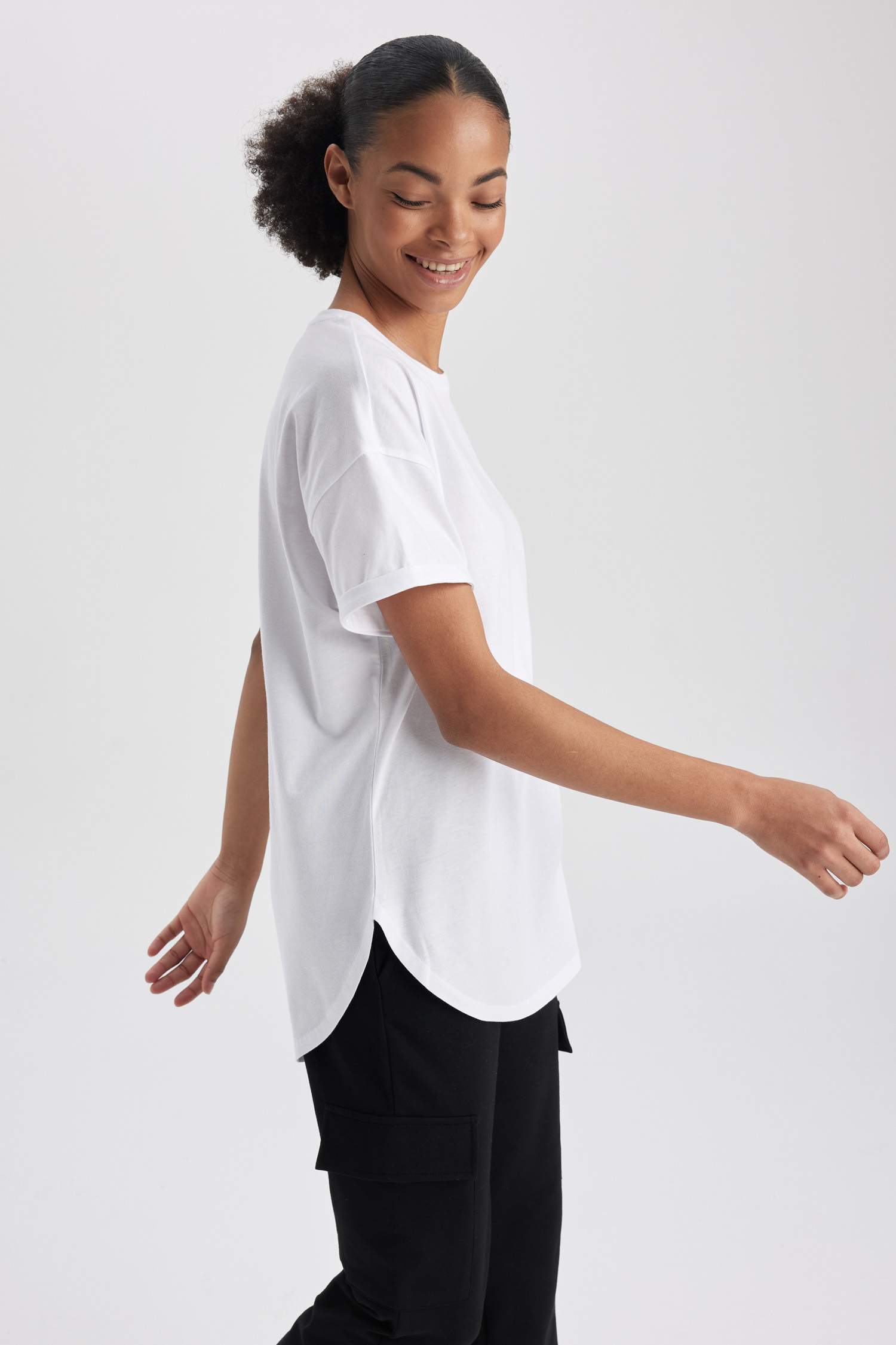 Defacto Fit Long Fit Crew Neck Sportsman Short Sleeve T-Shirt