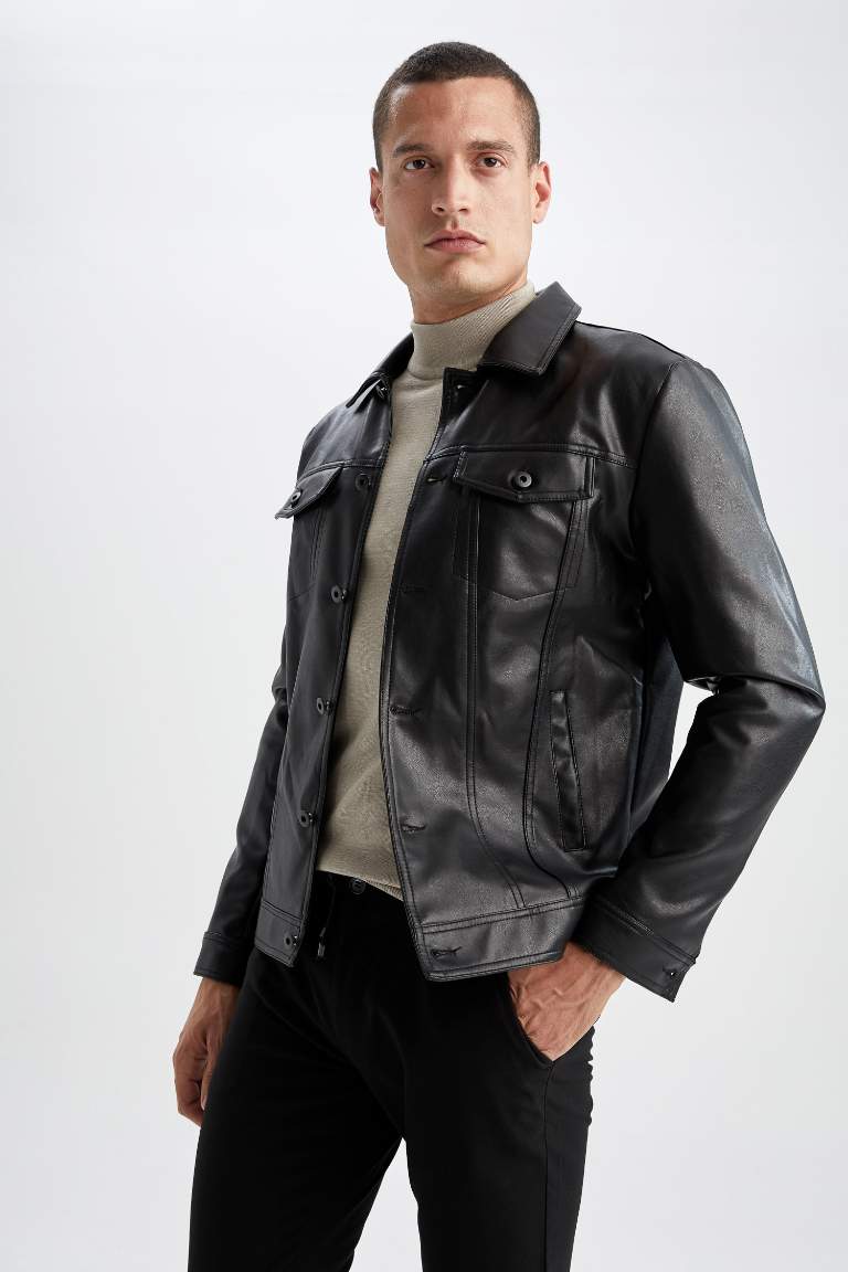 Man Leather Jackets, Biker, Oversized Coats | DeFacto