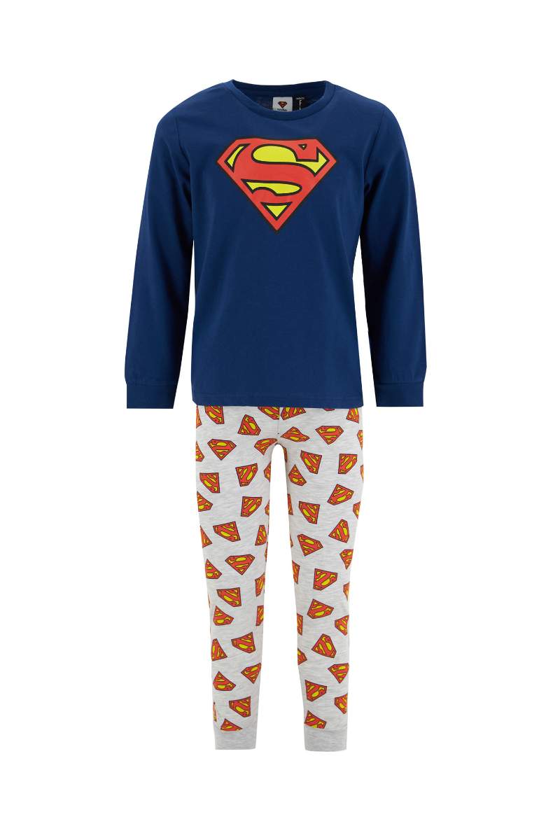 Lacivert Erkek Cocuk Genc Erkek Erkek Cocuk Superman Lisansli Pijama Takimi 1935889 Defacto