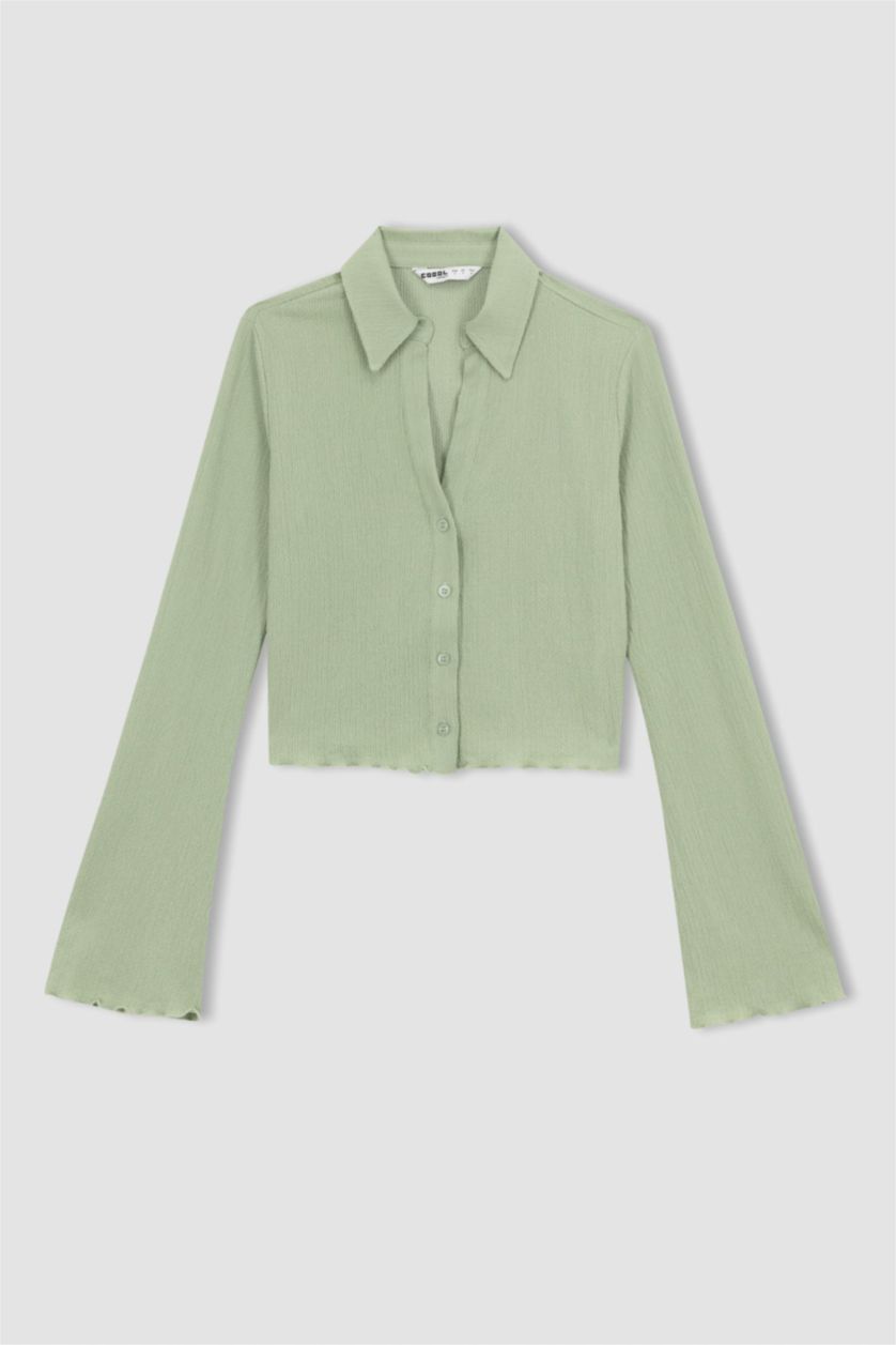 نساء نعناع قميص مخصر كم طويل