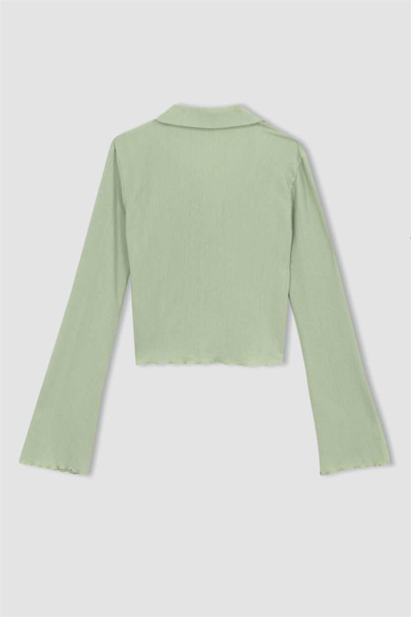 نساء نعناع قميص مخصر كم طويل