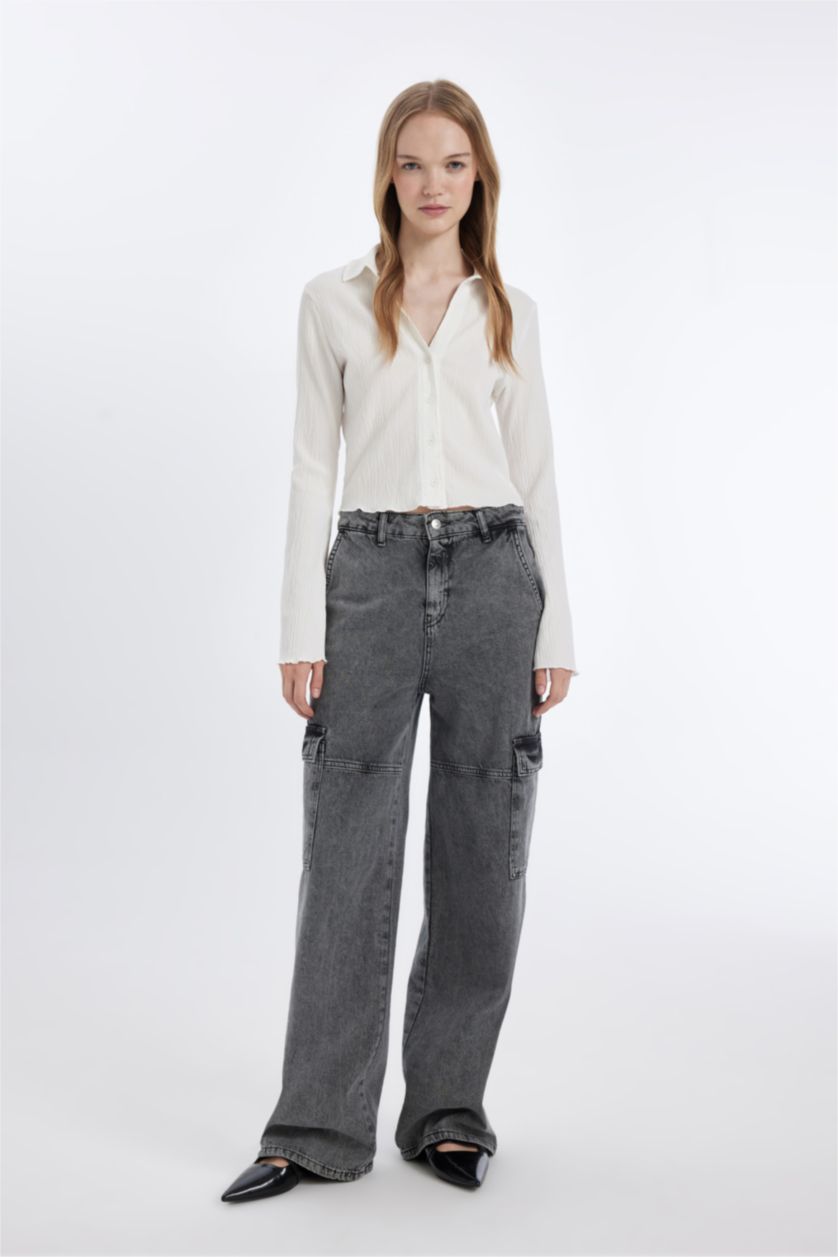 نساء اوف وايت قميص كم طويل سليم فيت