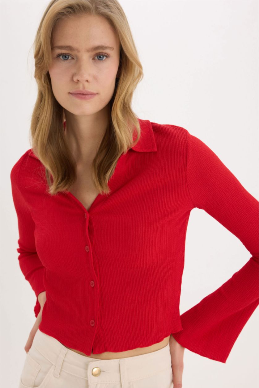 WOMAN Red Slim Fit Long Sleeve Shirt