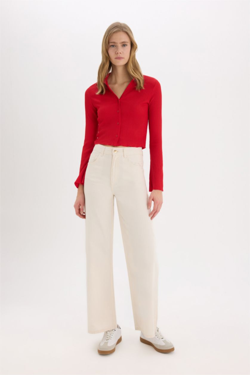 WOMAN Red Slim Fit Long Sleeve Shirt