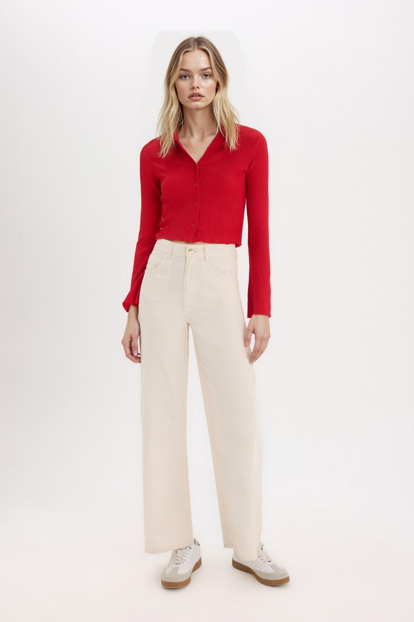 FEMME Rouge Chemise slim à manches longues