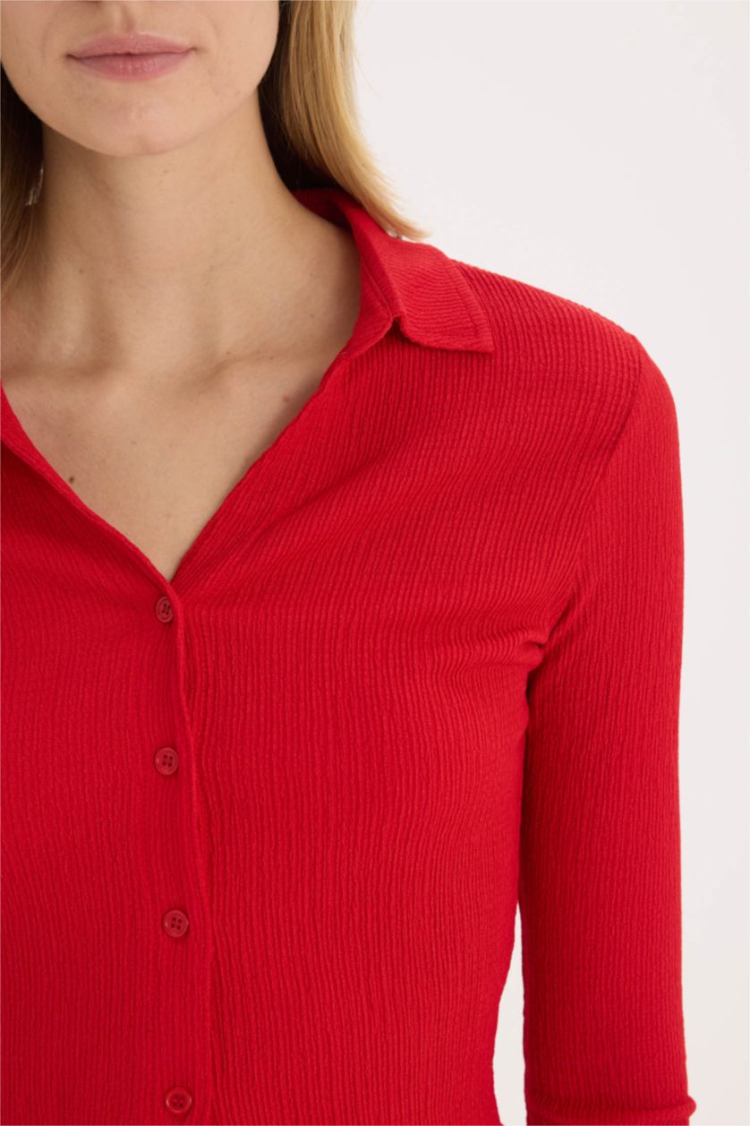 WOMAN Red Slim Fit Long Sleeve Shirt
