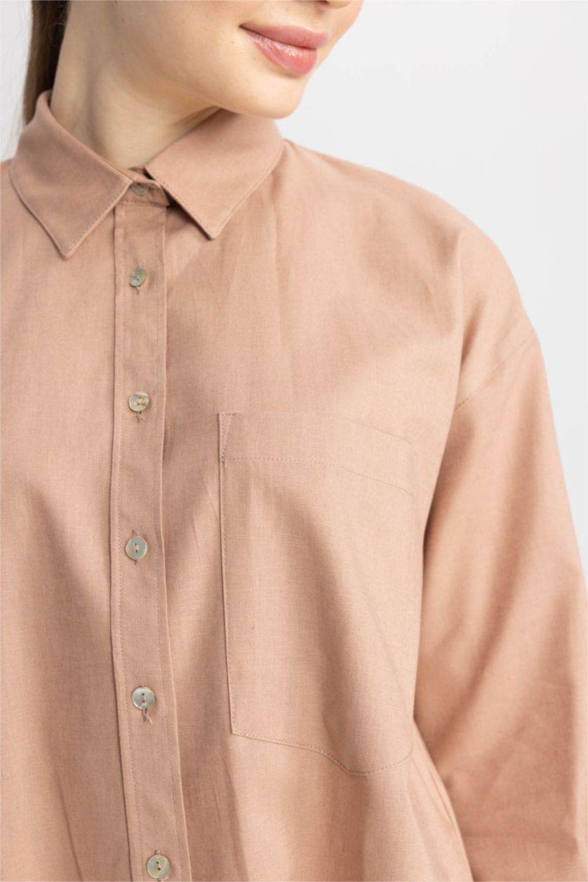 حريمي بيج فاتح تونيك كم طويل بقصة مريحة