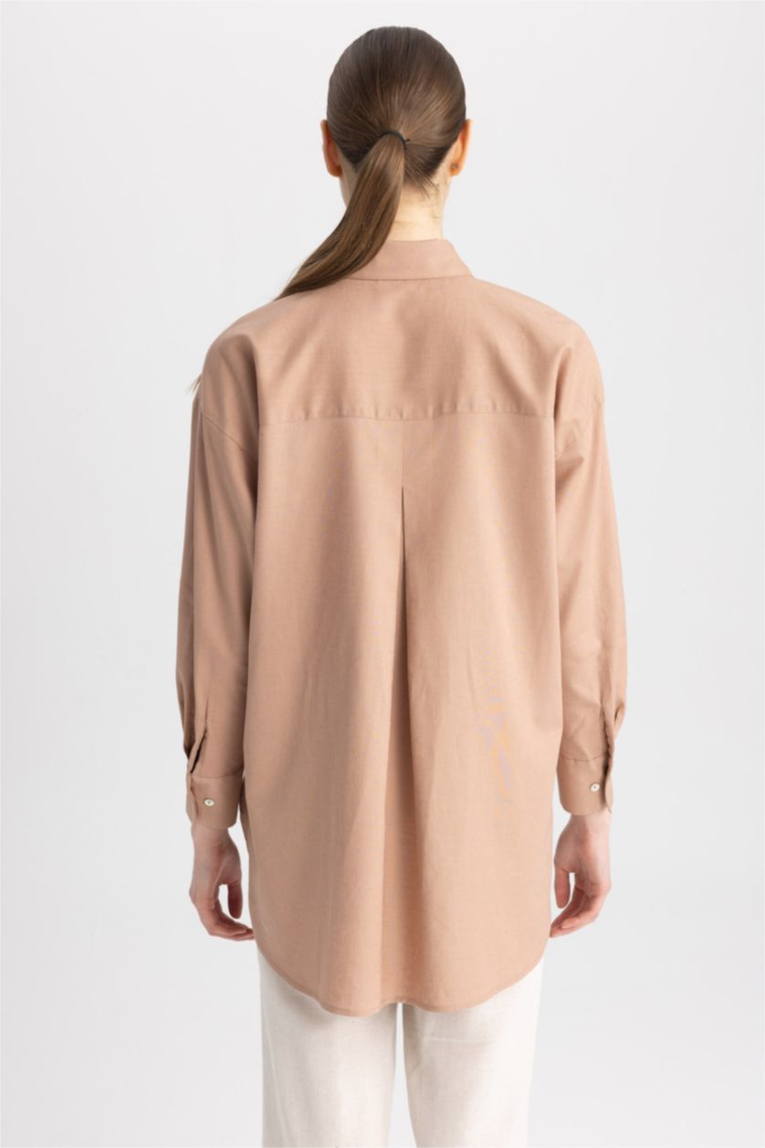 حريمي بيج فاتح تونيك كم طويل بقصة مريحة