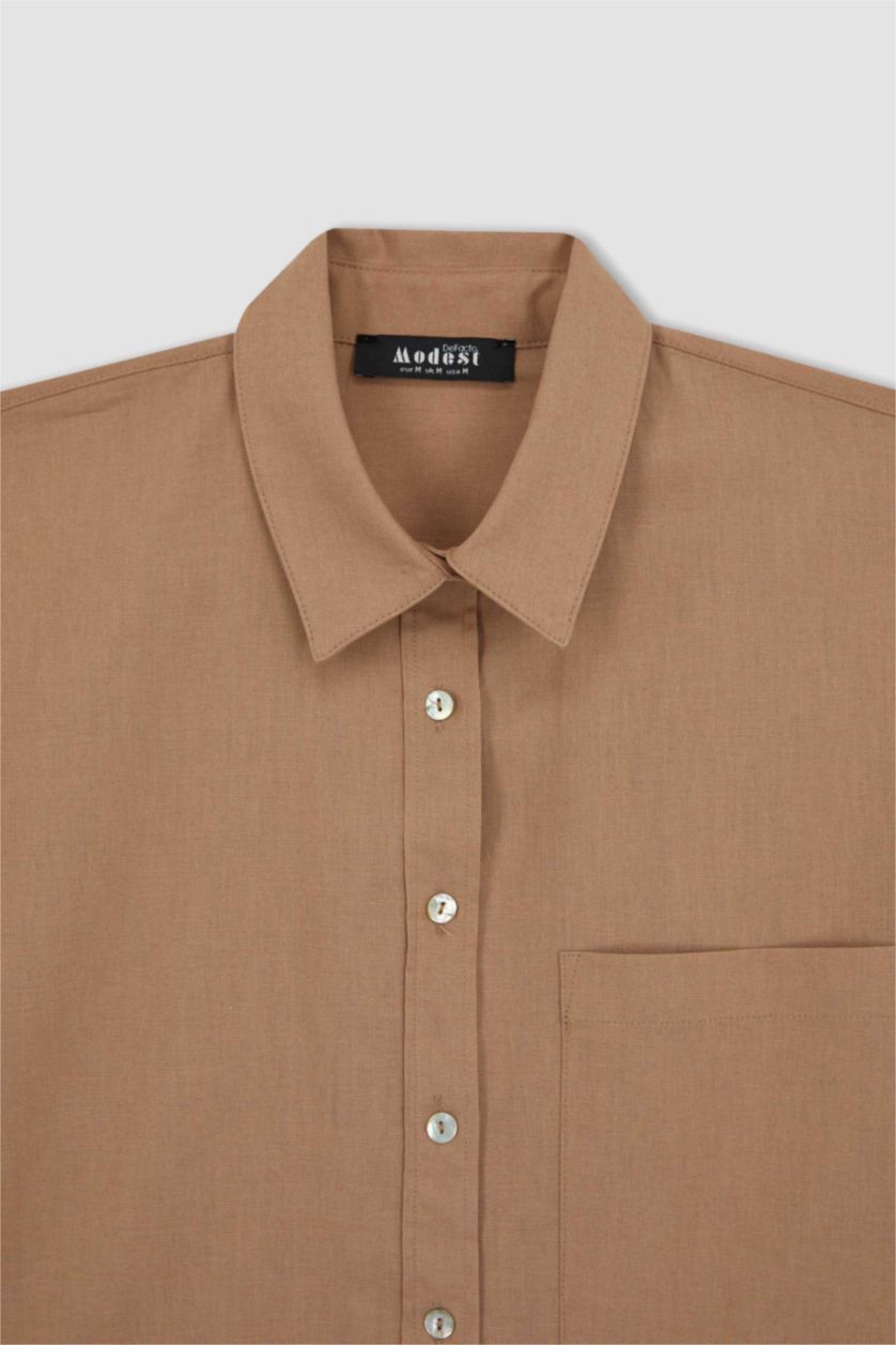 حريمي بيج فاتح تونيك كم طويل بقصة مريحة