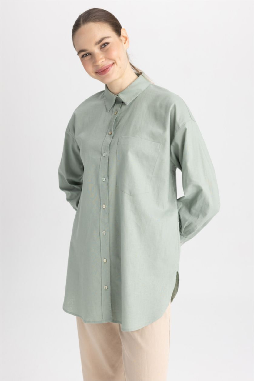 حريمي كاكي فاتح تونيك كم طويل وقصة مريحة