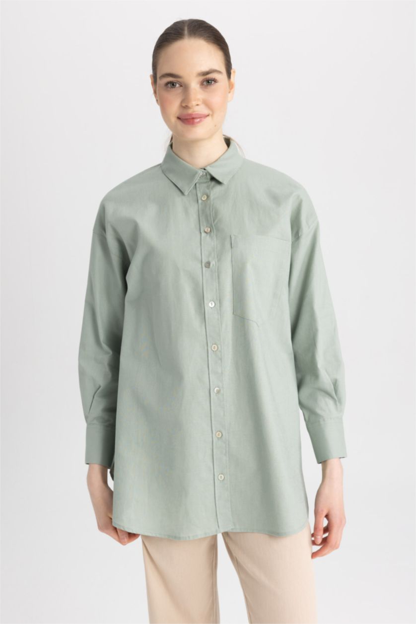 حريمي كاكي فاتح تونيك كم طويل وقصة مريحة