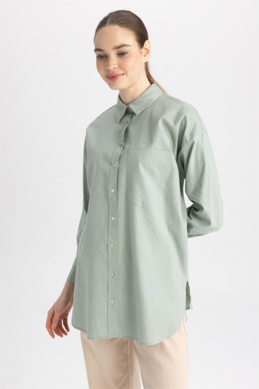 حريمي كاكي فاتح تونيك كم طويل وقصة مريحة