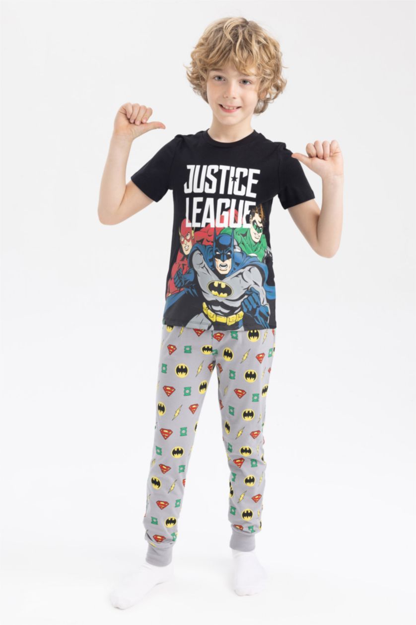 BOYS & TEENS Black Boy Regular Fit Justice League Licensed Pajamas
