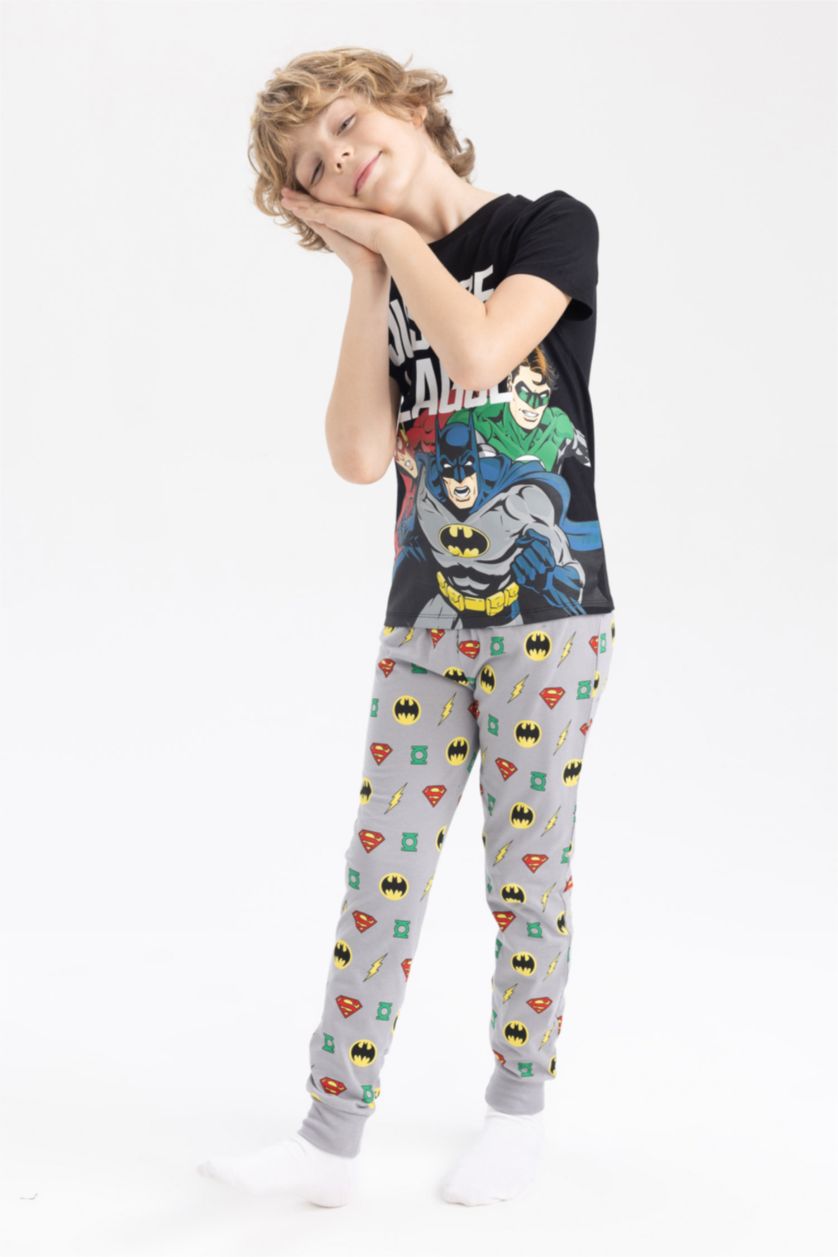 BOYS & TEENS Black Boy Regular Fit Justice League Licensed Pajamas