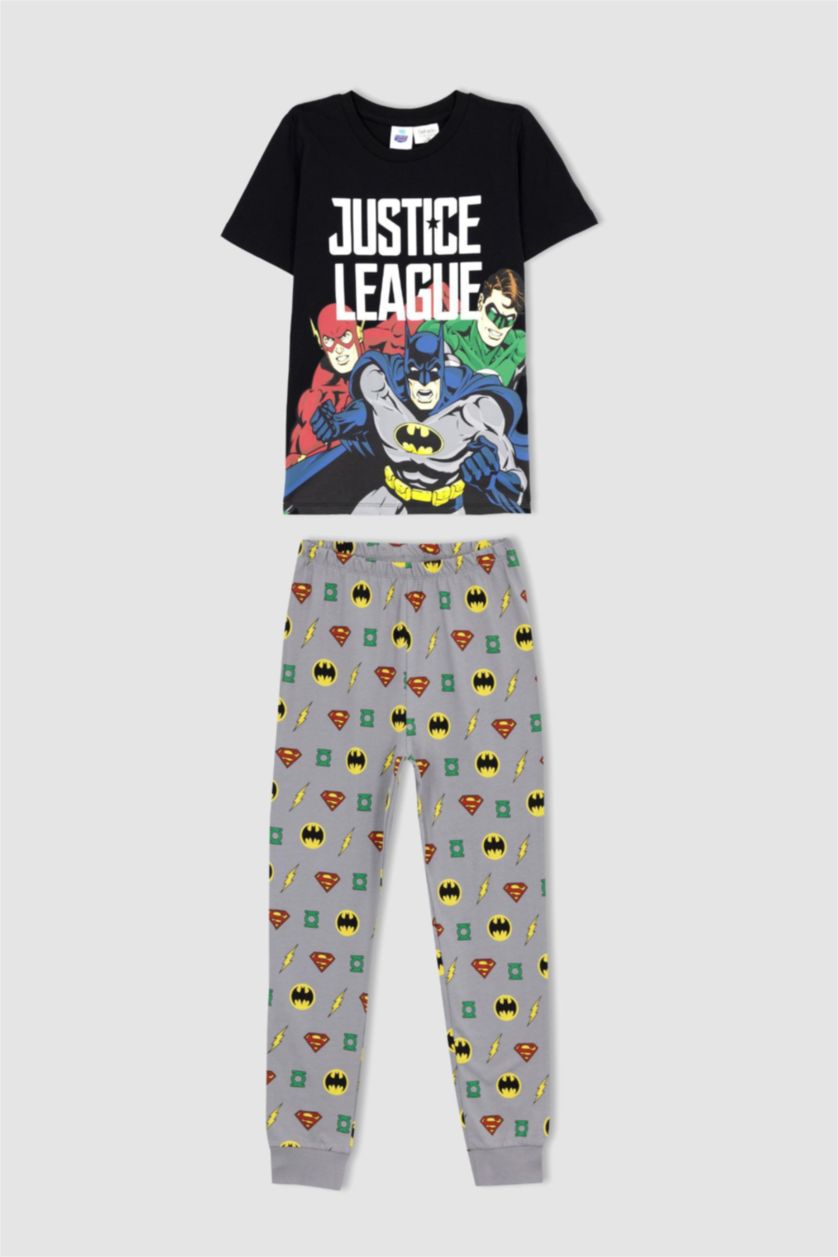BOYS & TEENS Black Boy Regular Fit Justice League Licensed Pajamas