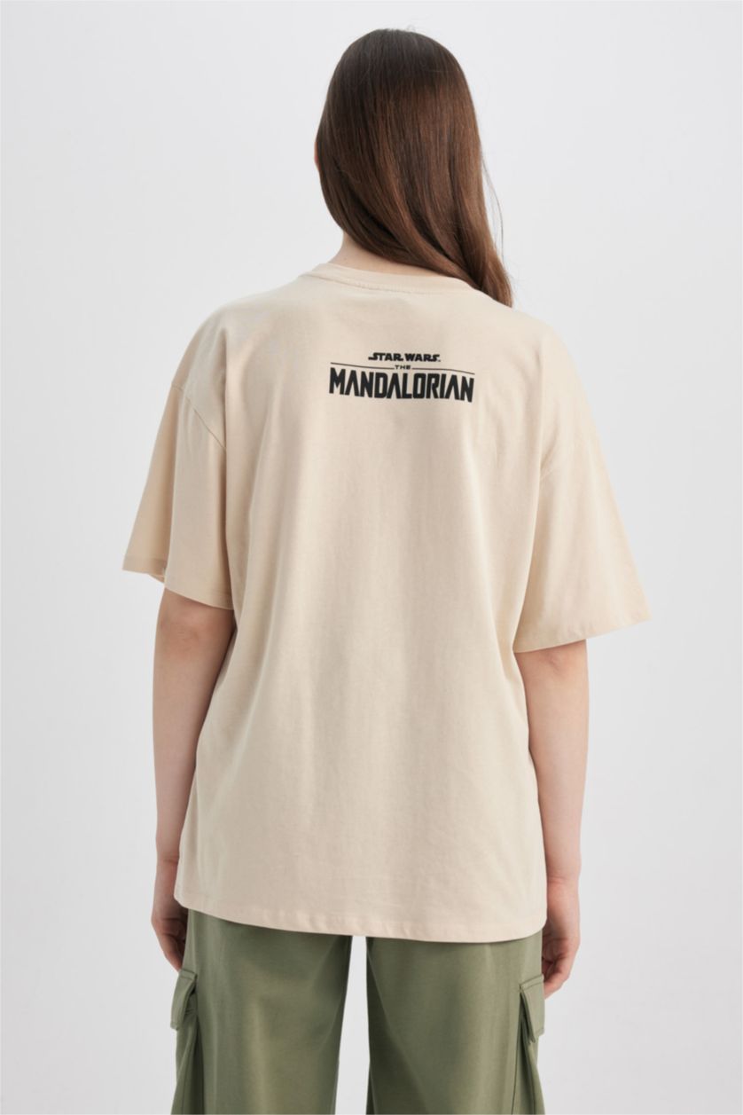 WOMAN Light Beige Coool Star Wars Oversize Fit Back Printed Short Sleeve T-Shirt